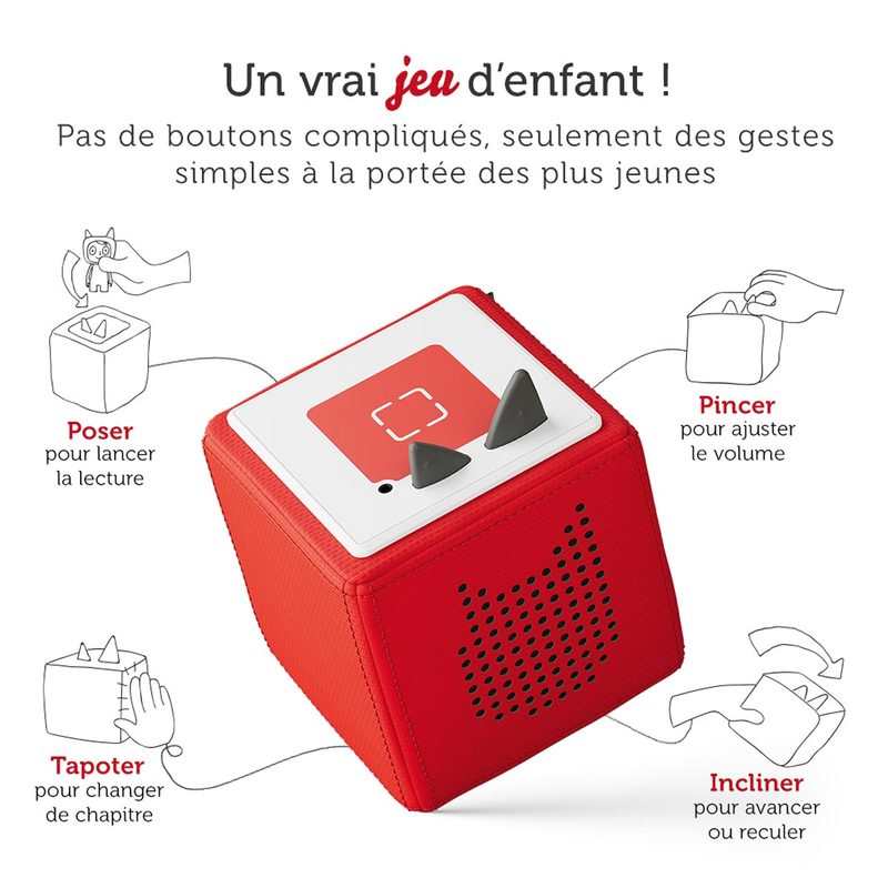 Mon kit de voyage Toniebox (1 Toniebox Rouge + 1 Casque Rouge + 1 Valisette Rouge + 1 Tonies Comptines pour voyager)