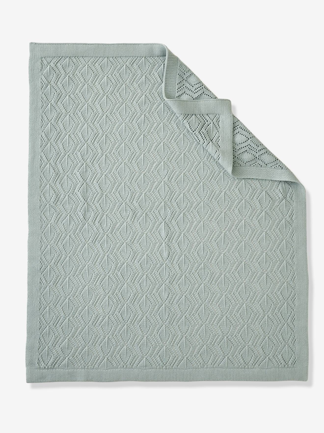 Vertbaudet Baby Decke mit Pointelle-Muster, Bio-Baumwolle Oeko Tex - aqua