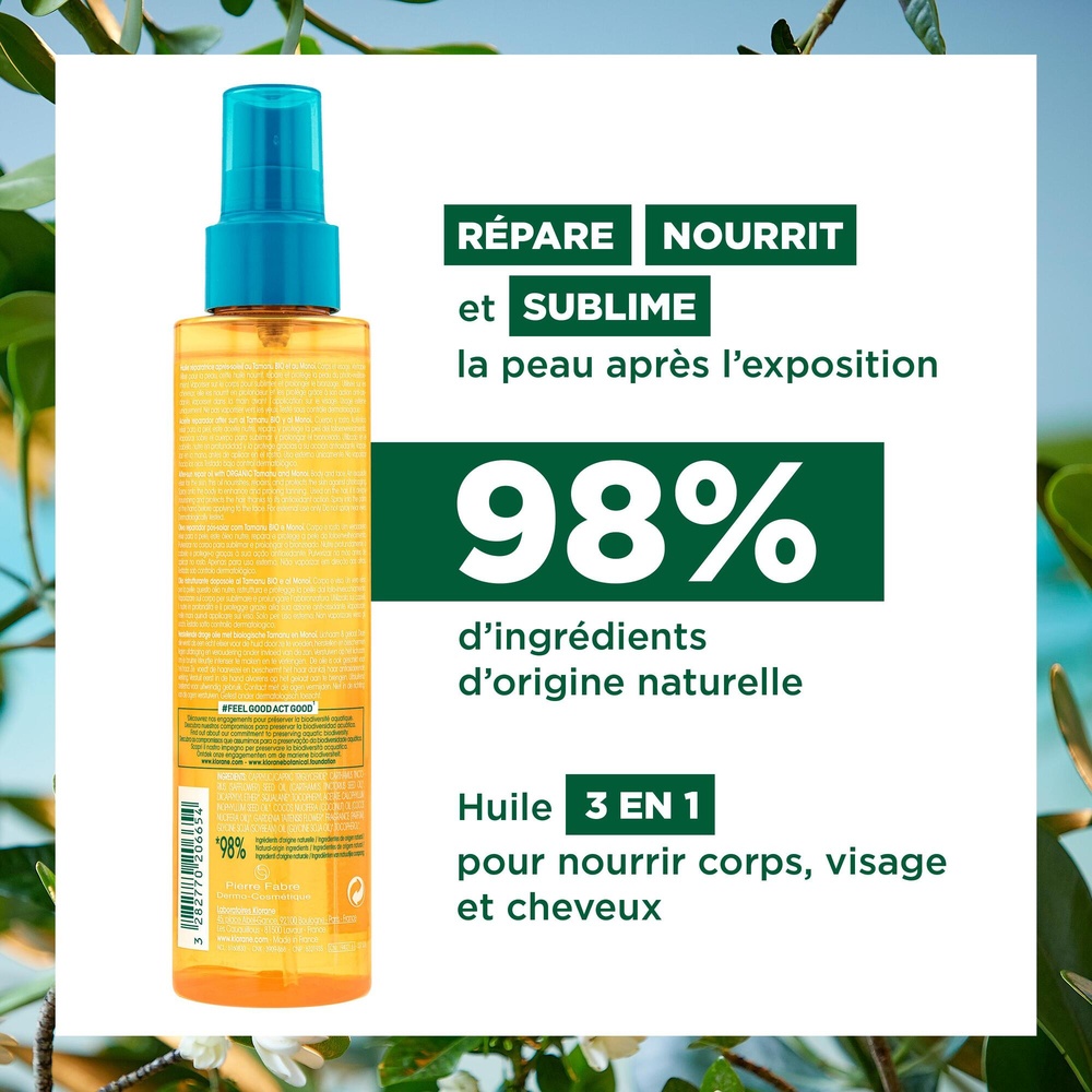 Klorane SOLAIRE Huile réparatrice Après soleil 1 50ml Huile après soleil
