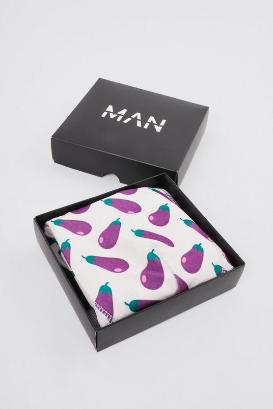 Boxershorts mit Auberginen-Print und Geschenkbox