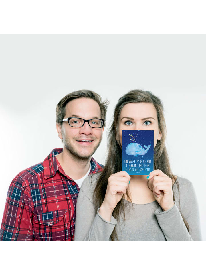 Mr. & Mrs. Panda Postkarte Wassermann Ideenflug mit Spruch in Sternenhimmel Blau günstig kaufen onesize