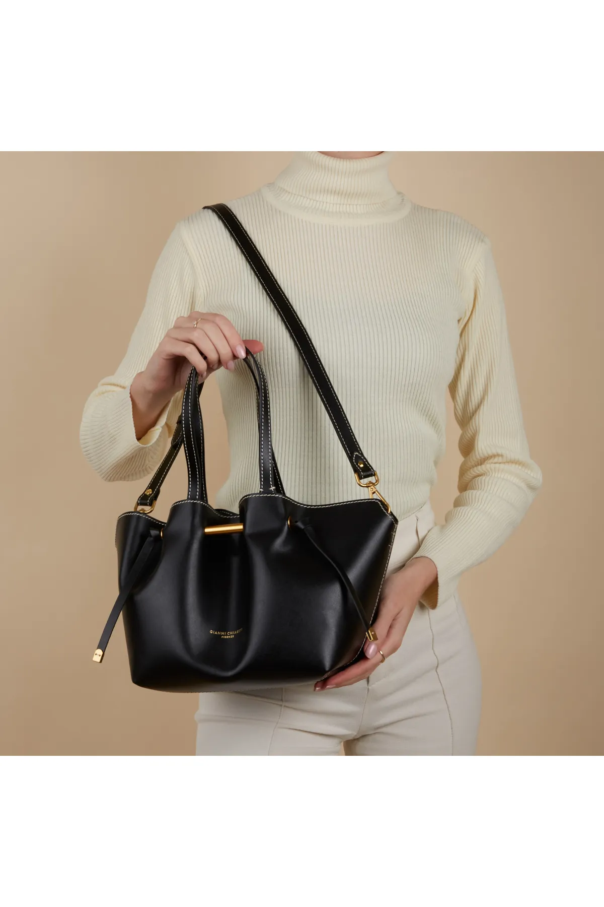 GIANNI CHIARINI  Damen Schultertasche Schwarz Bs-10630-prck-1