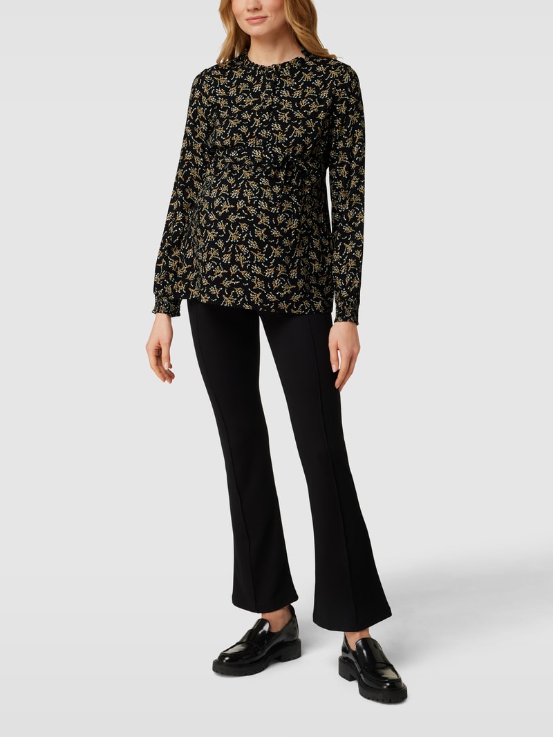 Umstands-Bluse mit floralem Allover-Muster Modell 'SANNE' in schwarz