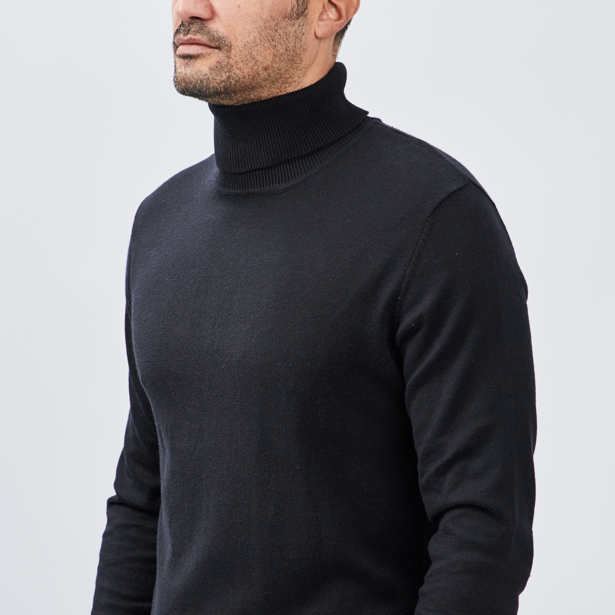 Pull avec col roulé noir homme | La Halle