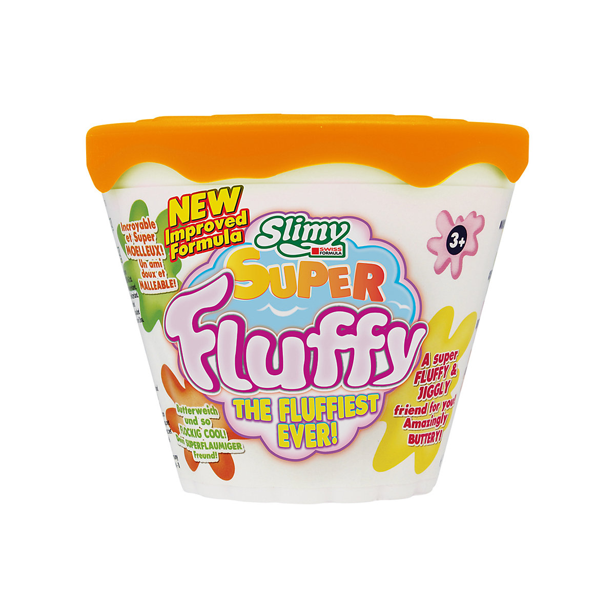SLIMY® Super Fluffy 100g Spielmasse im Becher - der flaumigste Original Slimy Slime, lustig duftende Schleim Knete für Kinder