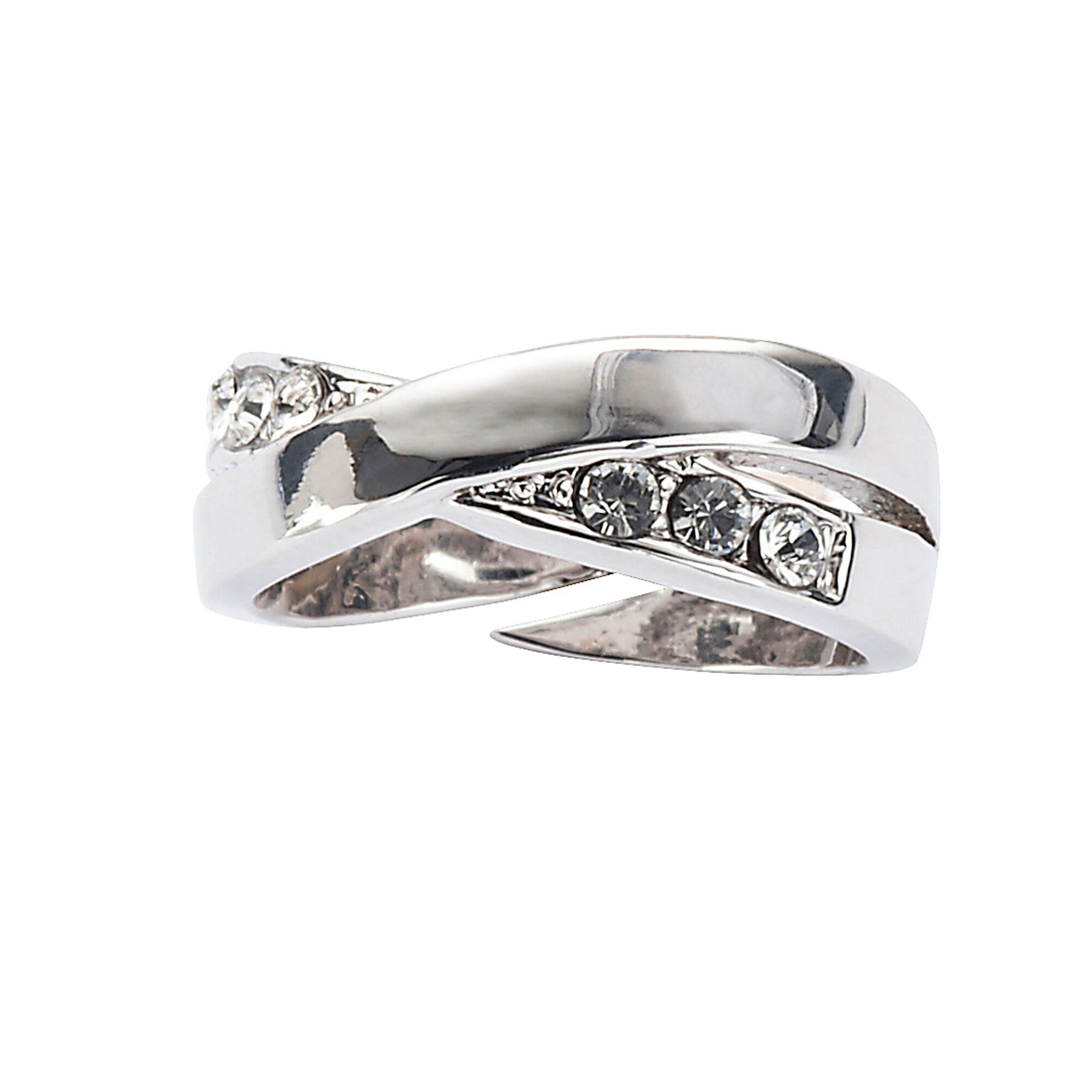 Bague réglable ornée de strass et argent