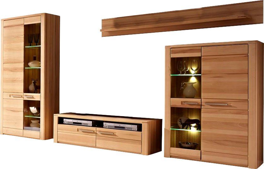 Innostyle Wohnwand Nature Plus, (Set, 4-St), inkl. LED-Beleuchtung, mit Soft-Close-Funtion