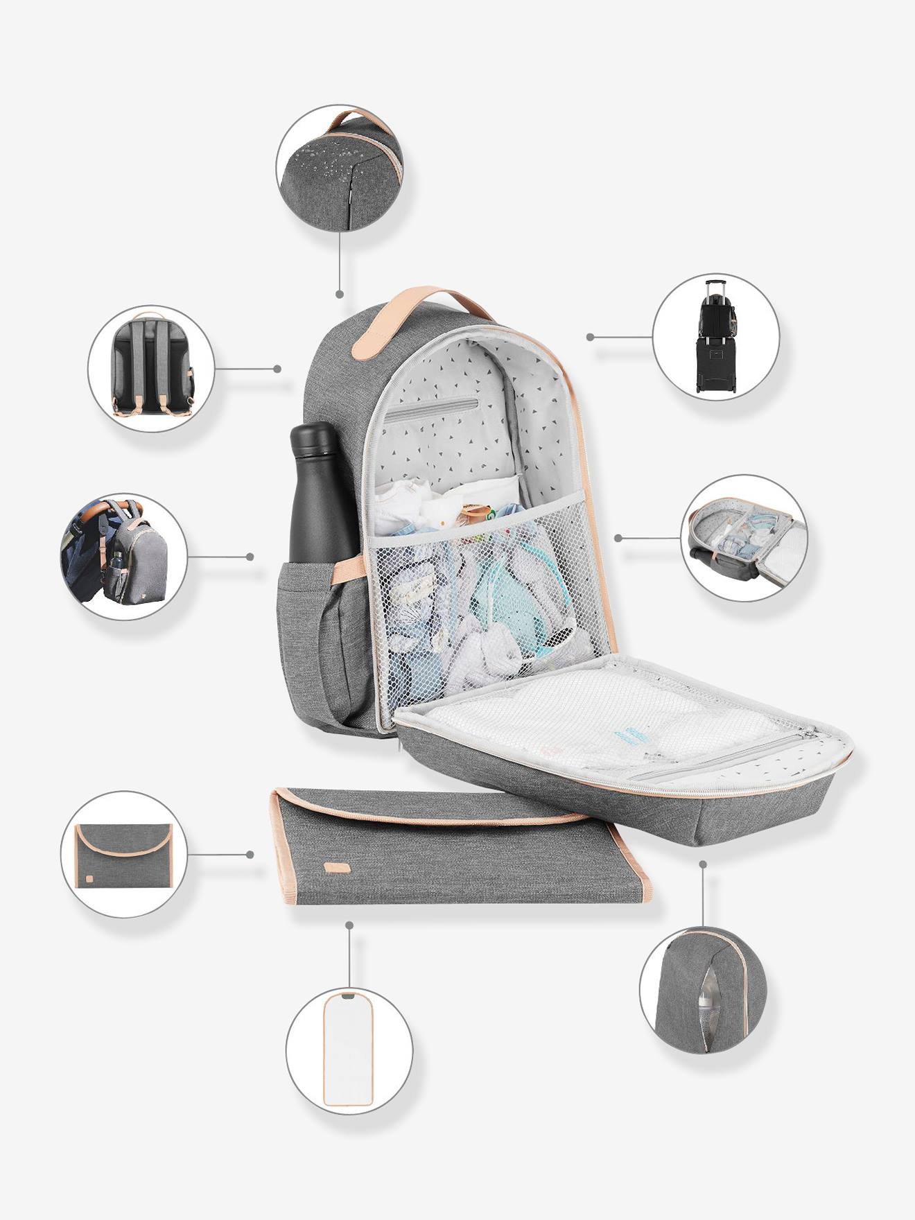 Sac à dos à langer BABYMOOV Pyla gris chiné (smokey)