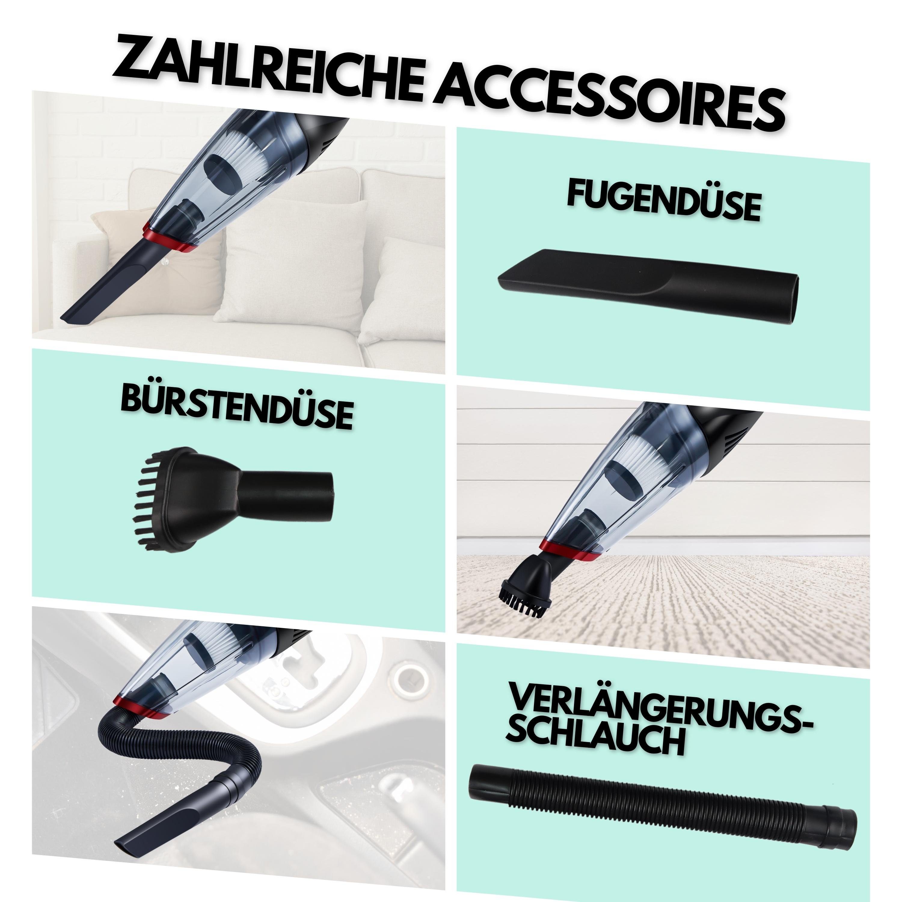 STEINBORG Akku-Handstaubsauger SB-1030, 80 W, beutellos, 6200 Pa Saugleistung, HEPA-Filter, LED-Arbeitsleuchte, 2000mAh Li-Ion Akku, Robust und leicht