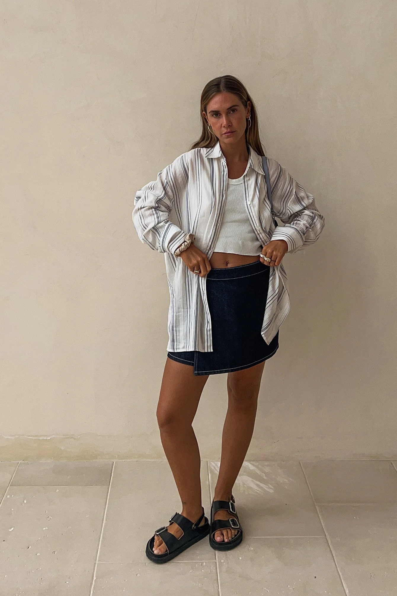 Oversize-Langarmhemd mit Streifen