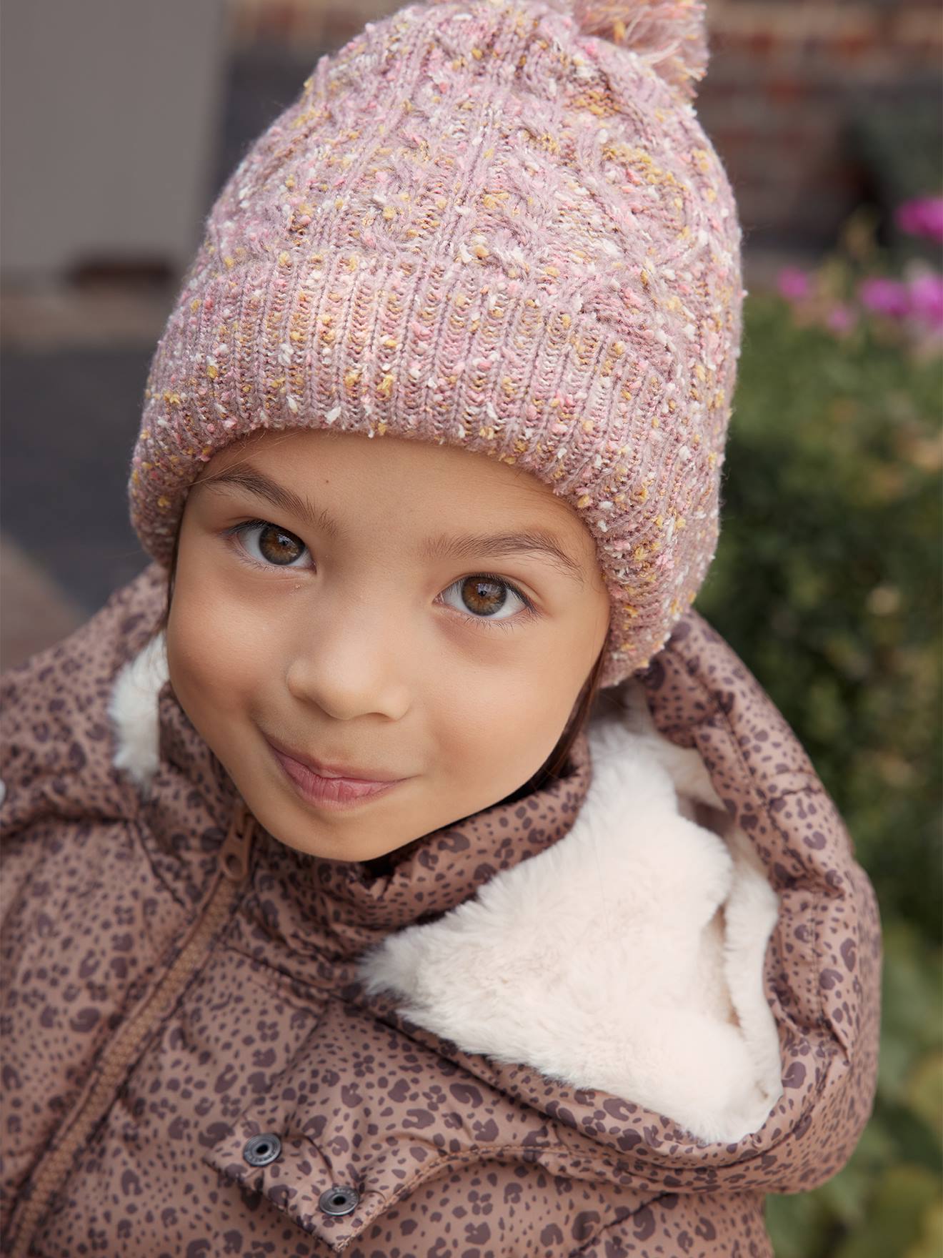 Vertbaudet Mädchen Winterjacke mit Recycling-Polyester - braun bedruckt
