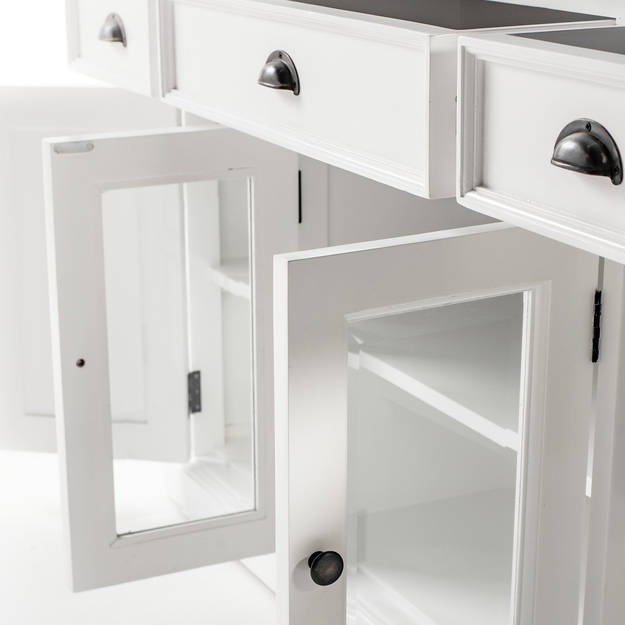 Novasolo Buffet Halifax Contrast Buffetschrank mit 4 Türen, 3 Schubladen und Glaseinsatz