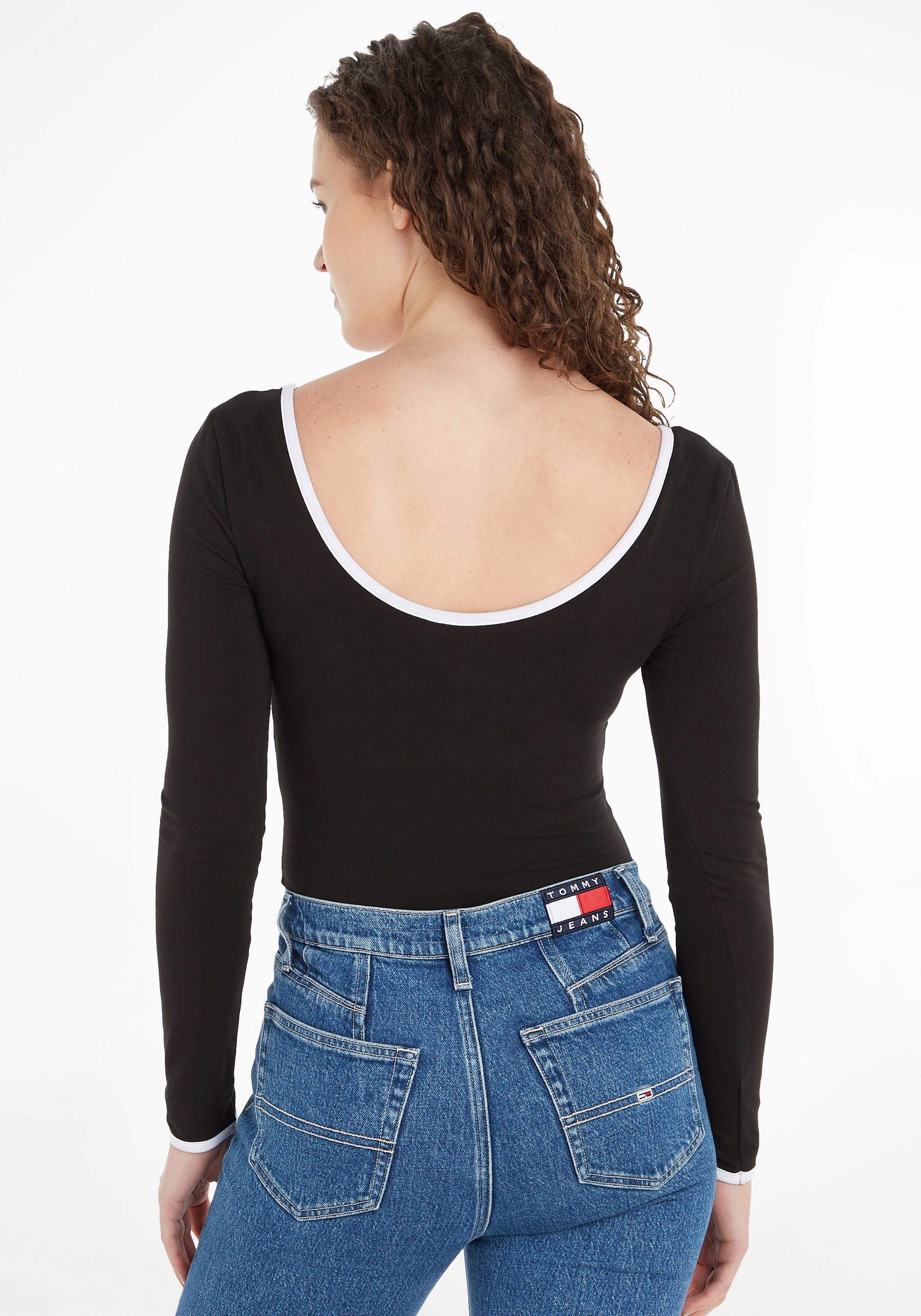 Tommy Jeans Langarmbody TJW LINEAR 2 LS BODY mit kontrastfarbenem Tommy Jeans Logoschriftzug