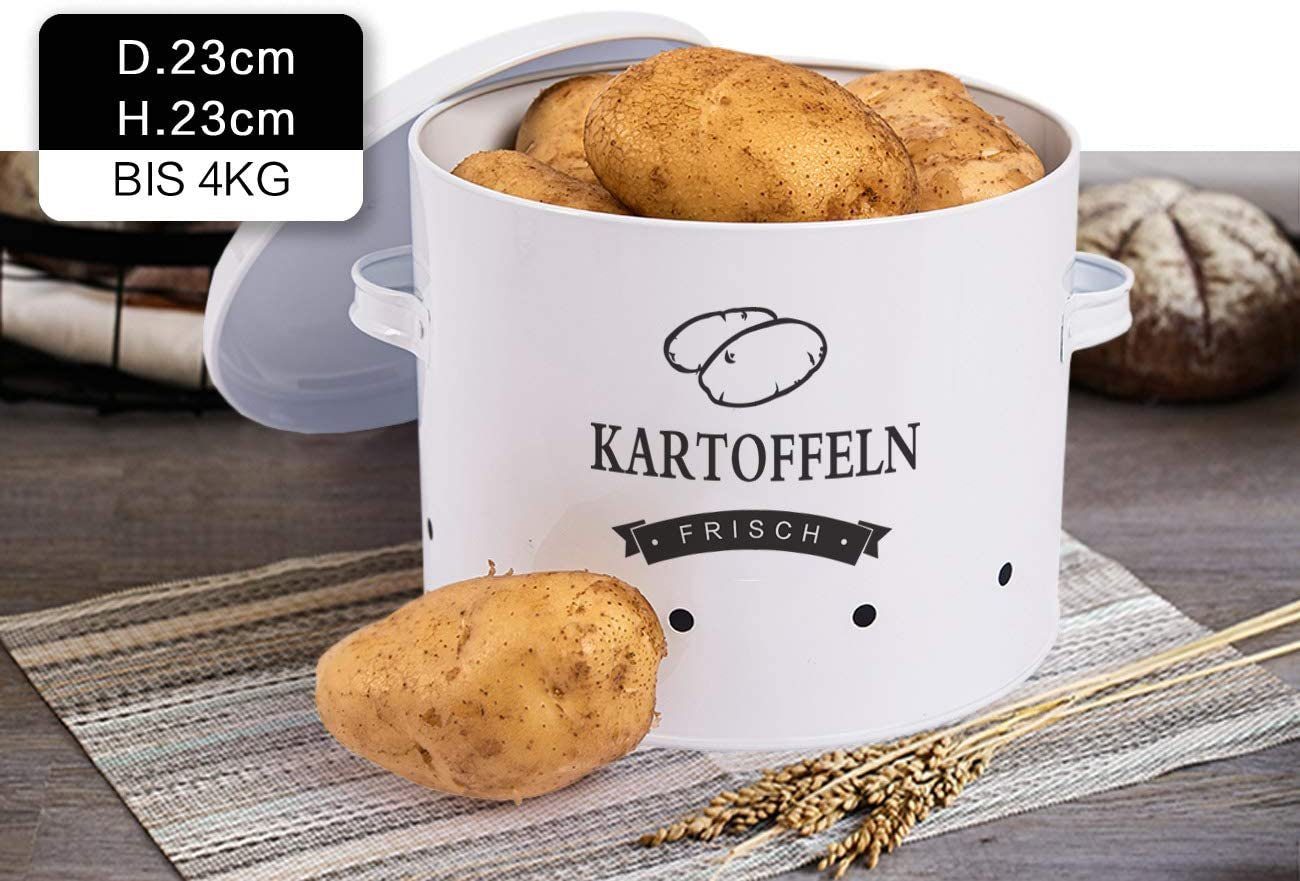 Zedelmaier Vorratsdose Aufbewahrung Kartoffeln Set für Kartoffeln,Zwiebeln,Knoblauch Metall, (TDYC-SET), Zwiebeltopf Kartoffeltopf Knoblauchtopf,Runde Form