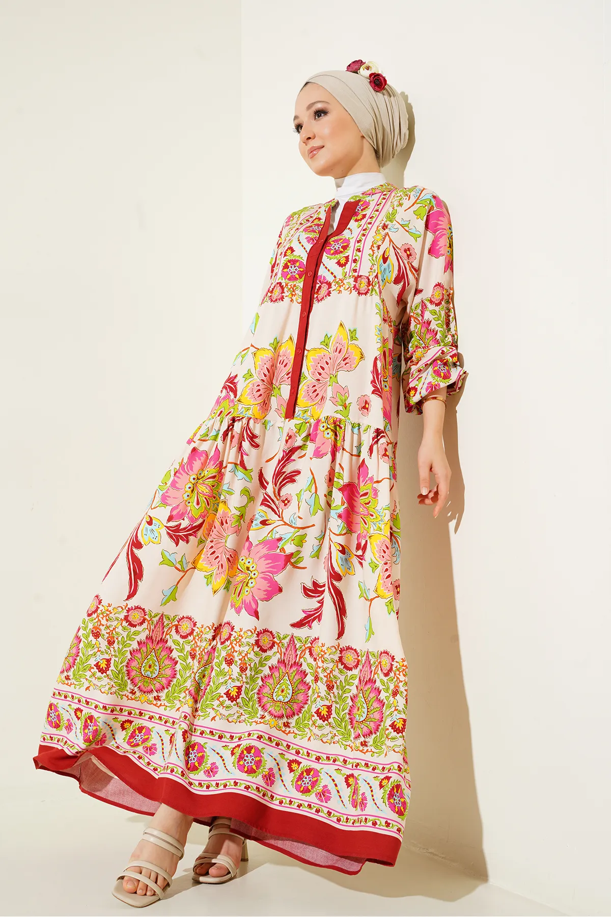 Bigdart  2423 Authentisches gemustertes Kleid – Y.Burgund