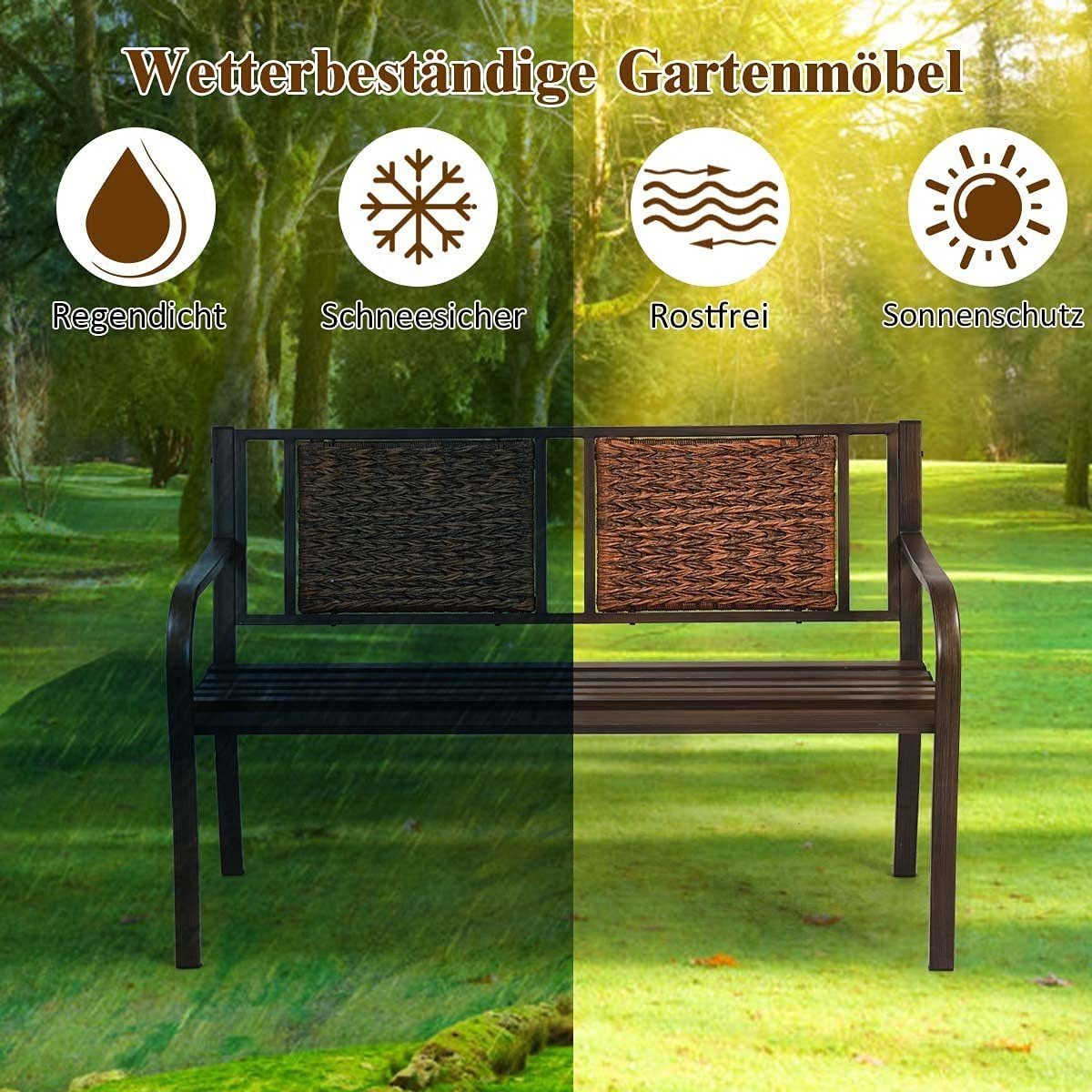 KOMFOTTEU Gartenbank 2-3 Sitzer Sitzbank, 128 x 58 x 84 cm