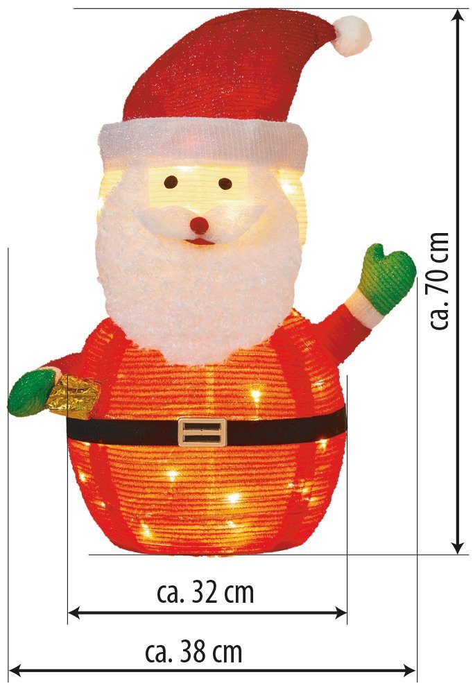 Northpoint Weihnachtsfigur LED Weihnachtsdeko 70cm hoch mit 45 integrierten warmweiße LEDs, zusammenfaltbar für Innen und Außen Gartendekoration Winterdekoration
