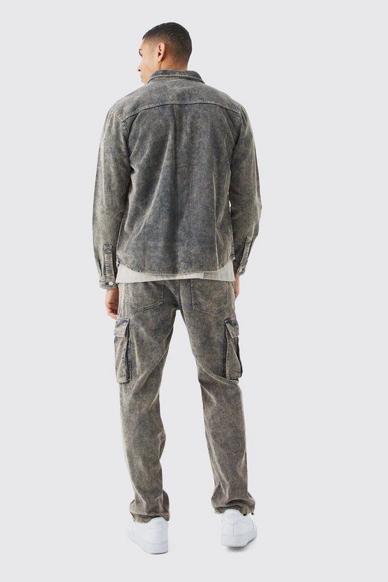 Cord-Overshirt mit Acid-Waschung