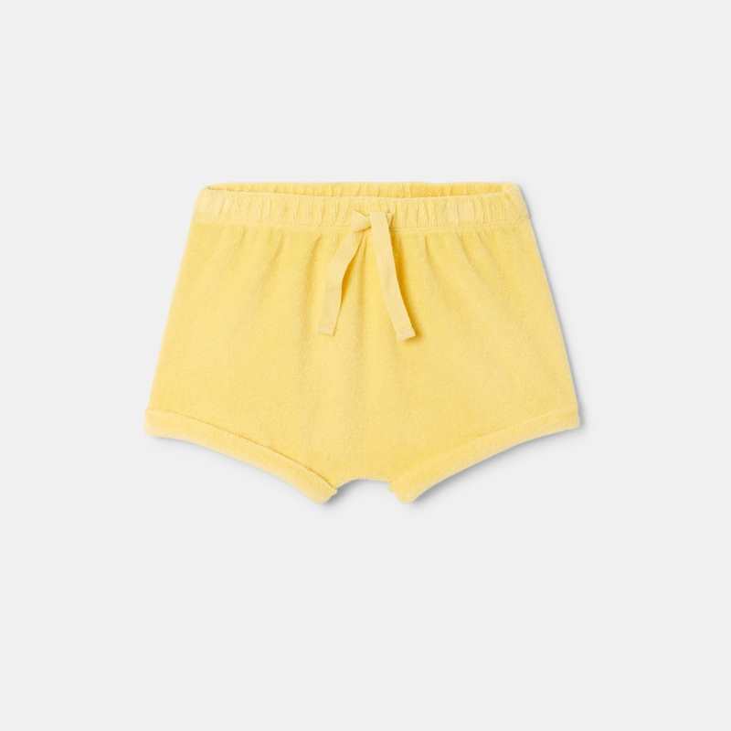 Short en coton éponge bio jaune naissance Absorba