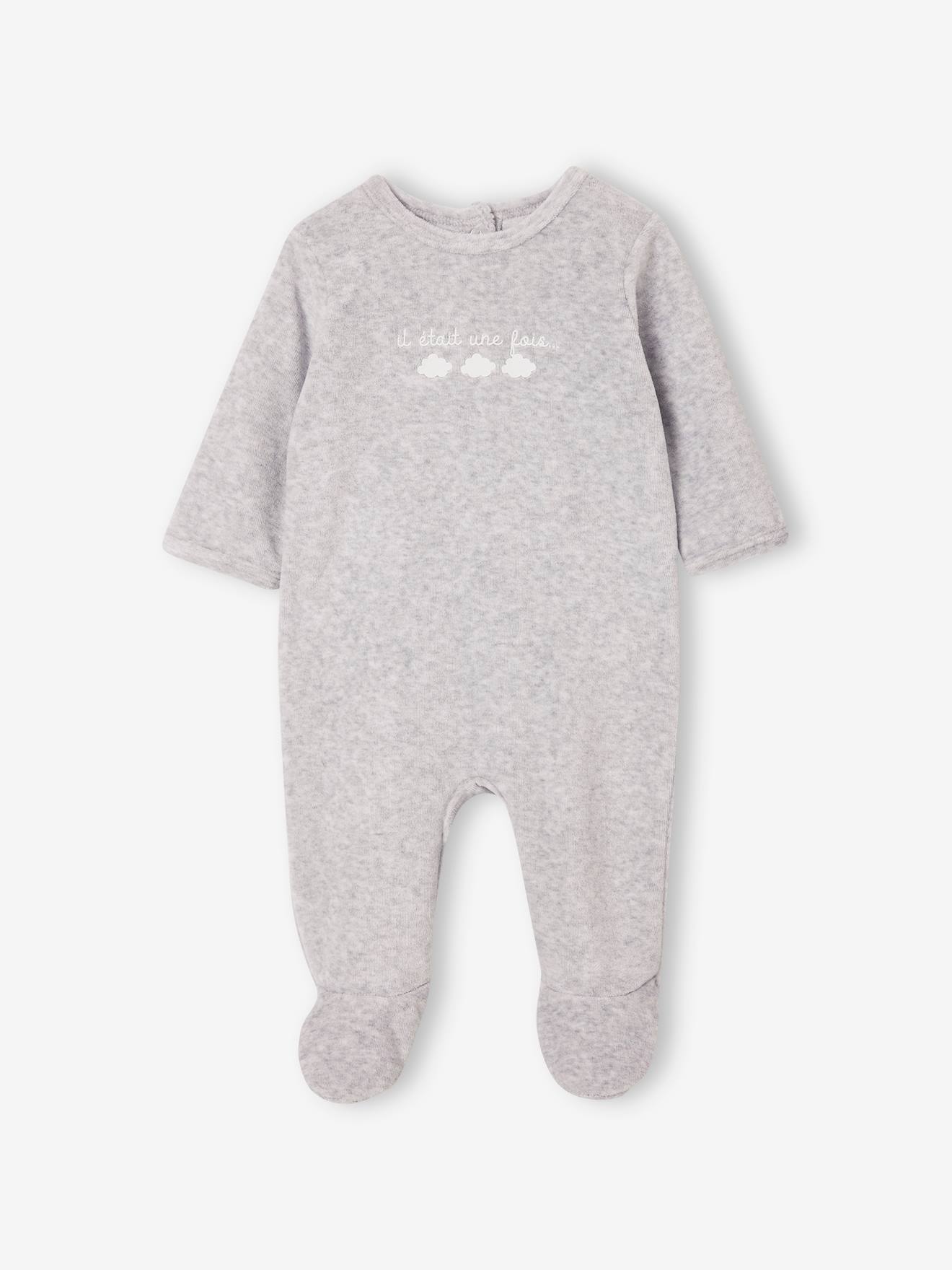 Vertbaudet 3er-Pack Baby Samtstrampler BASICS Oeko-Tex - hellrosa