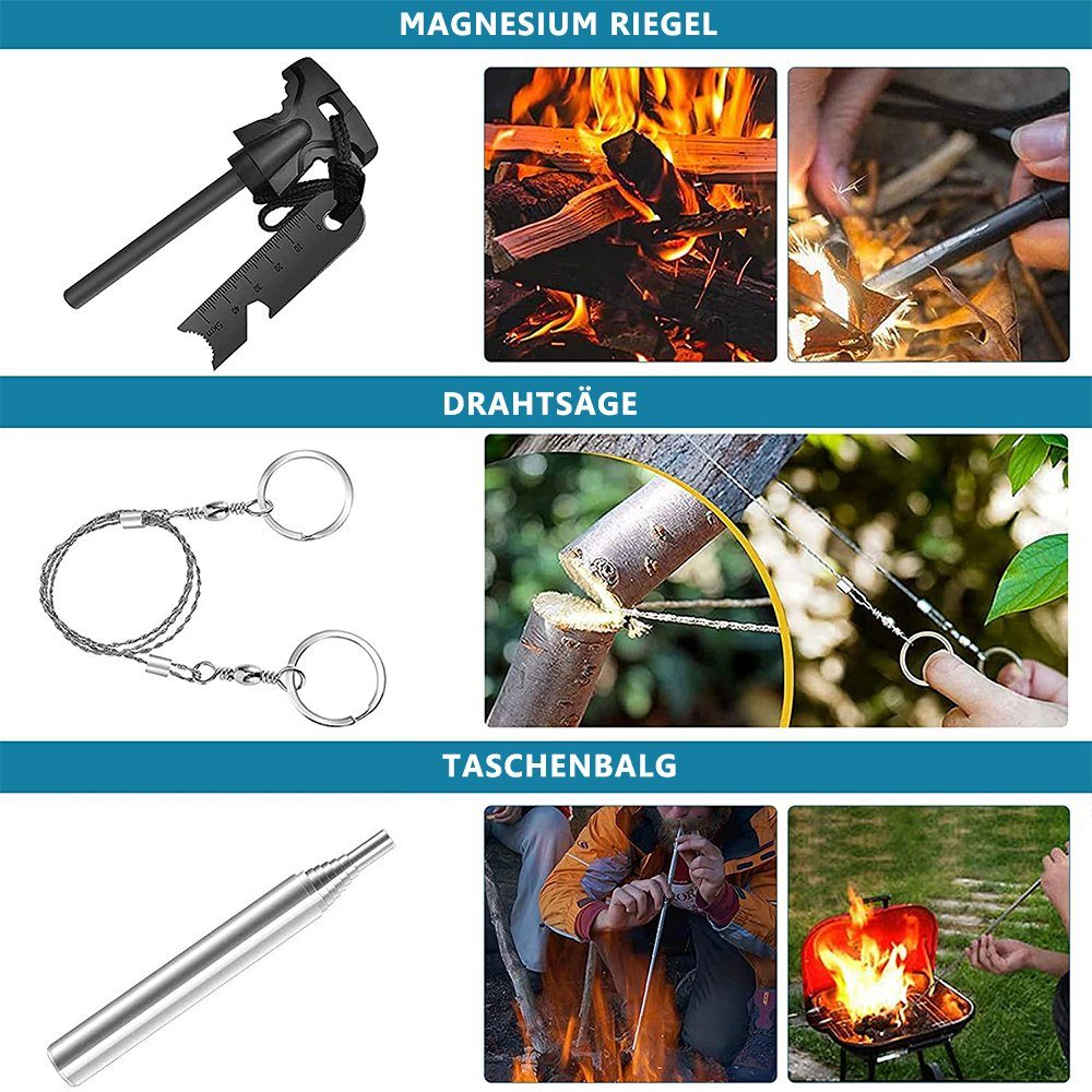 MDHAND Multitool Professionelles Outdoor Survival Ausrüstung, (Set, 13 St), für Camping Abenteuer