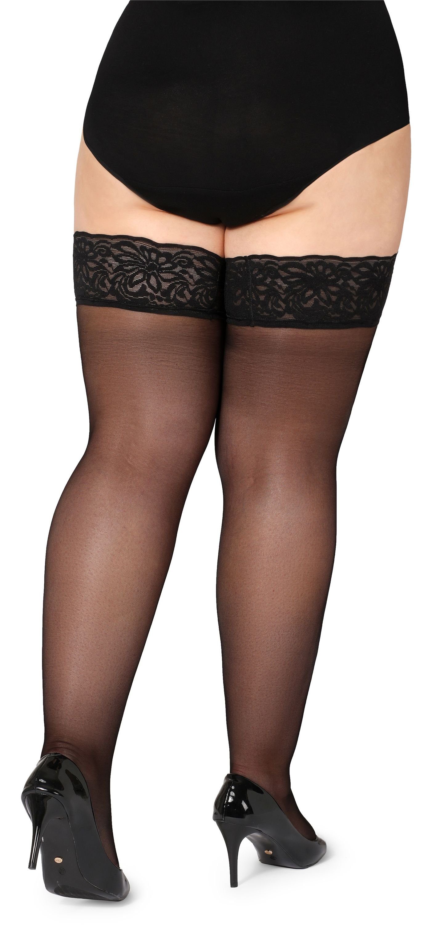 Bellivalini Halterlose Strümpfe Damen halterlose Strümpfe mit Spitze Plus Size 40 DEN BLV-1127