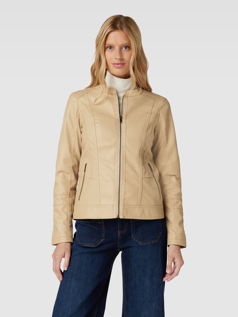 Lederjacke mit Reißverschluss Modell 'Gunilla' in beige