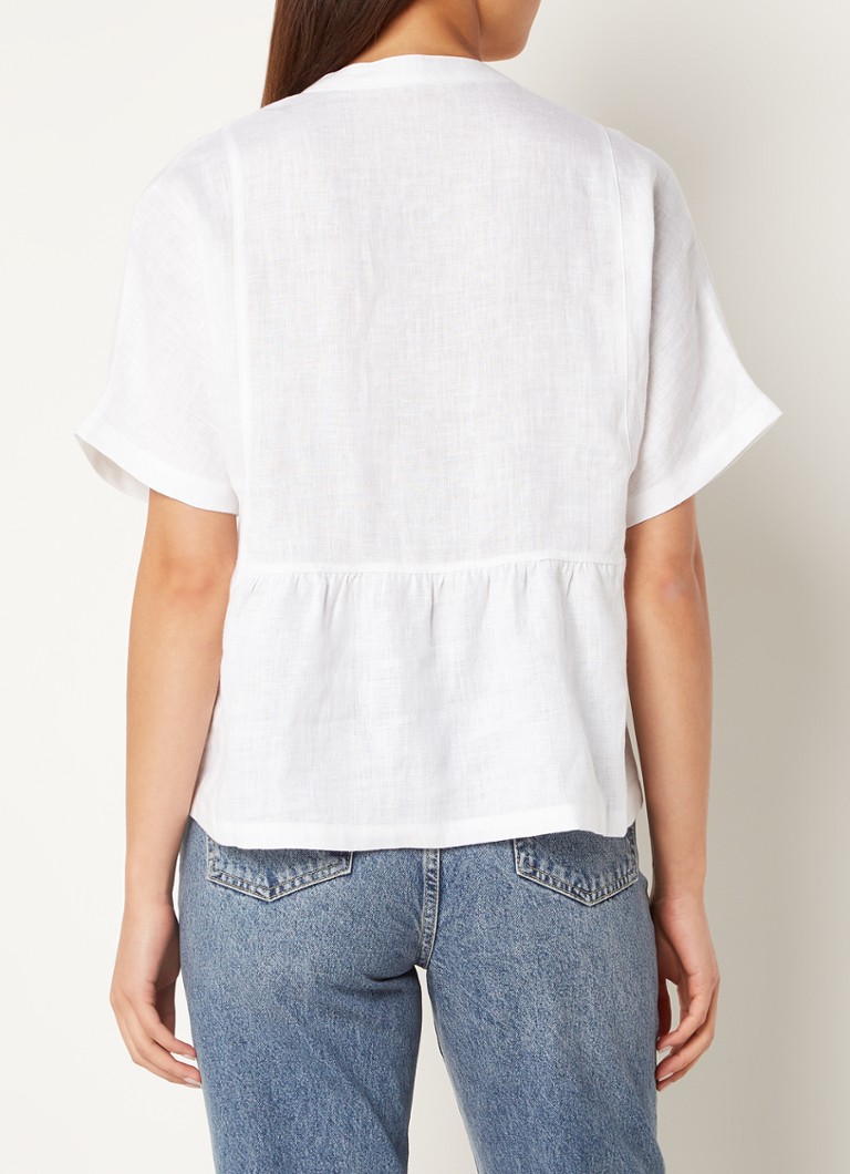 Whistles Hannah linen top with V-neck