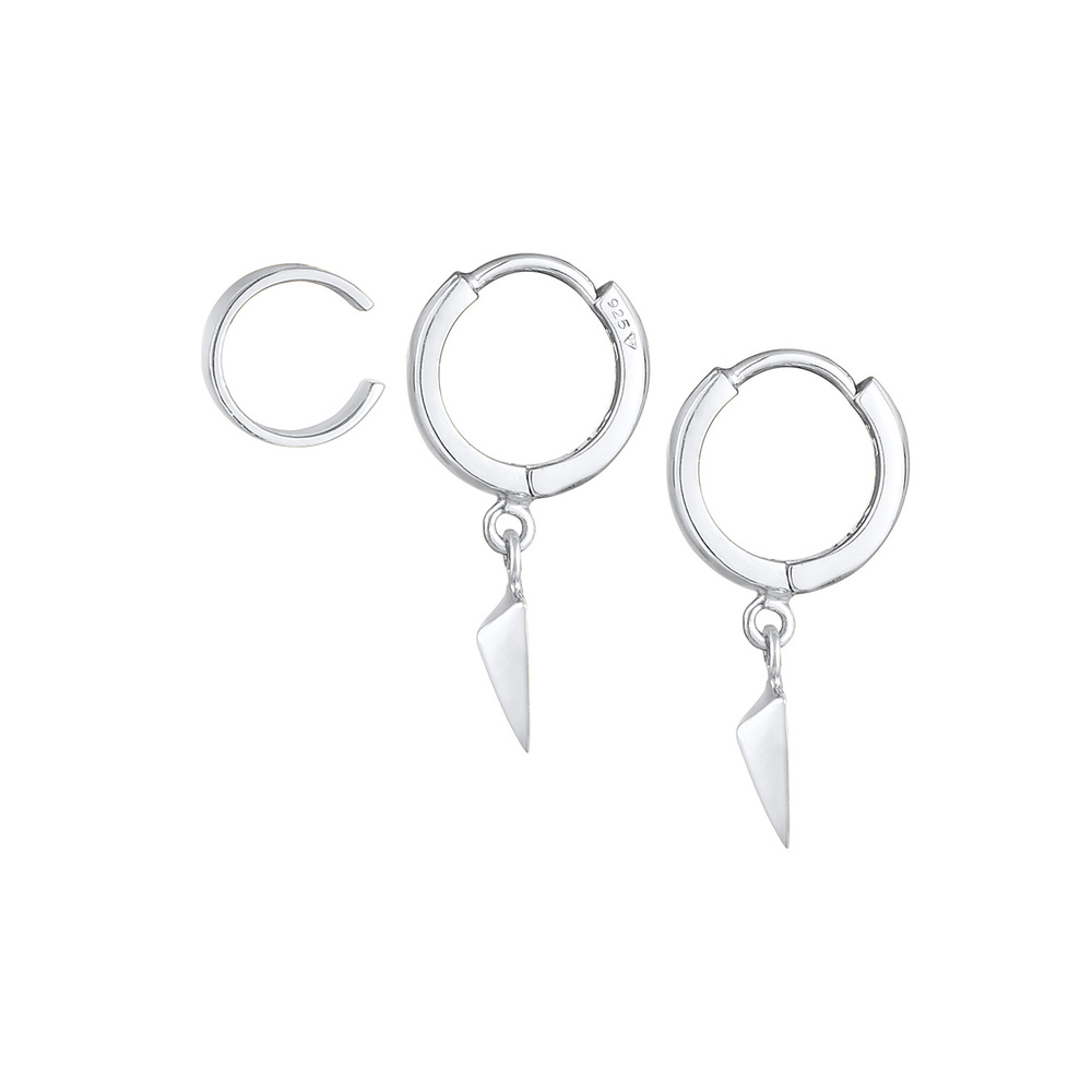 Elli Elli Boucles d'Oreilles Triangle créoles pour dames en 925/1000 argent massif Boucles d'oreilles