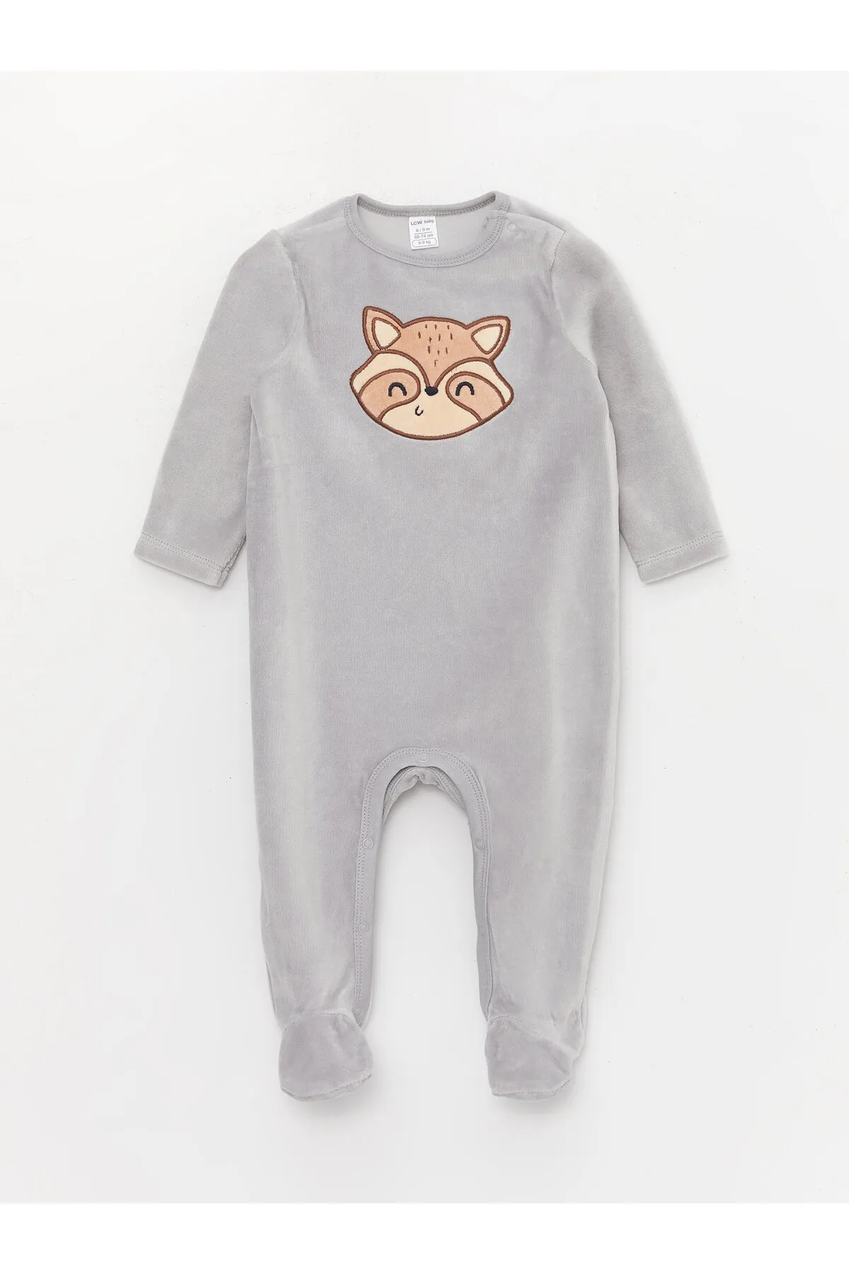 LC Waikiki  Plüsch-Overall für Babys mit Rundhalsausschnitt, langen Ärmeln und Stickerei-Detail