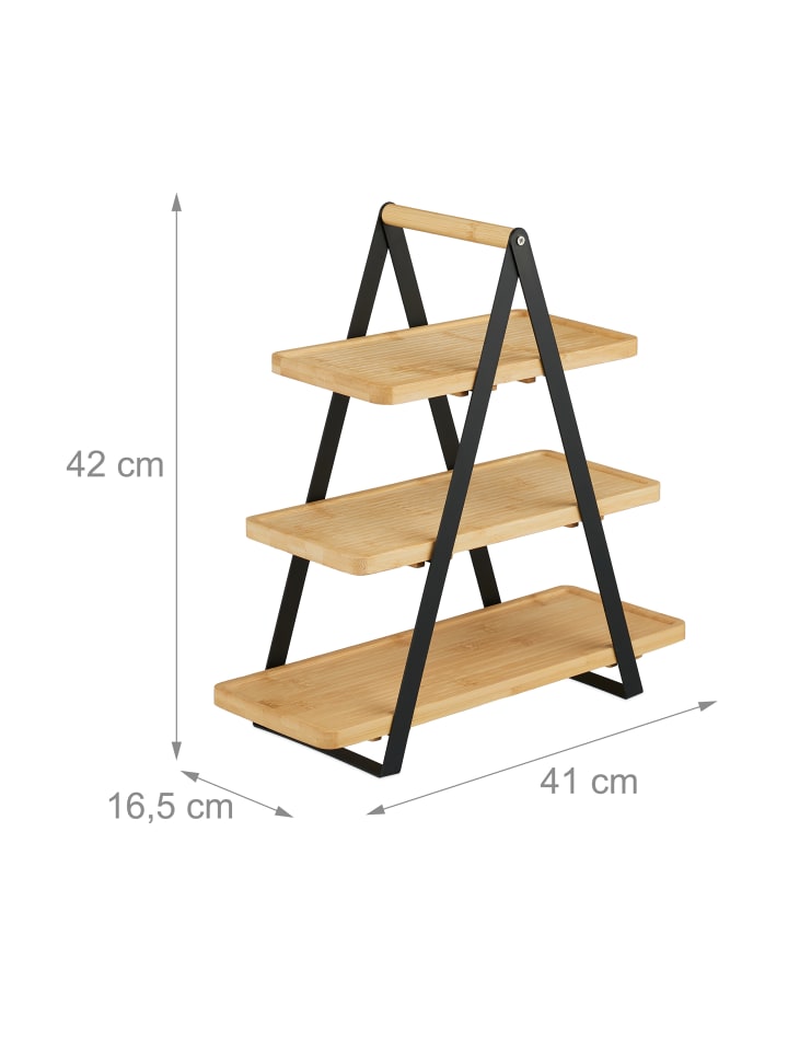 relaxdays Etagere in Natur/ Schwarz - (B)41 x (H)42 x (T)16,5 cm günstig kaufen onesize