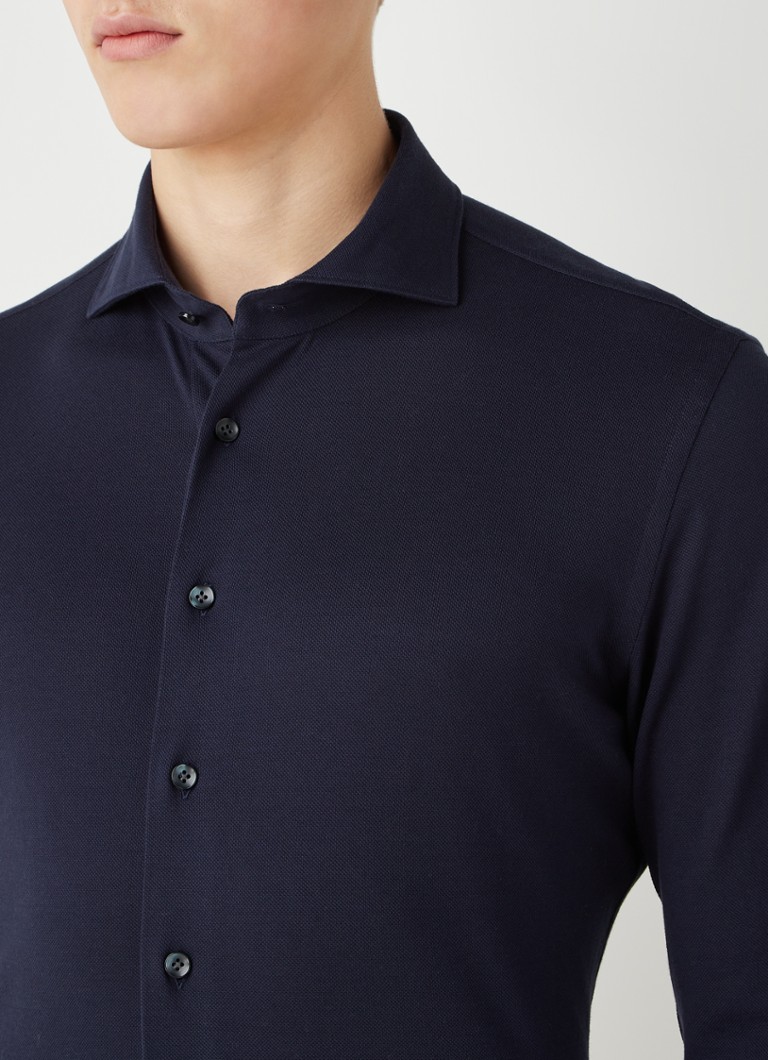Profuomo Pletena košulja slim fit od pike pamuka