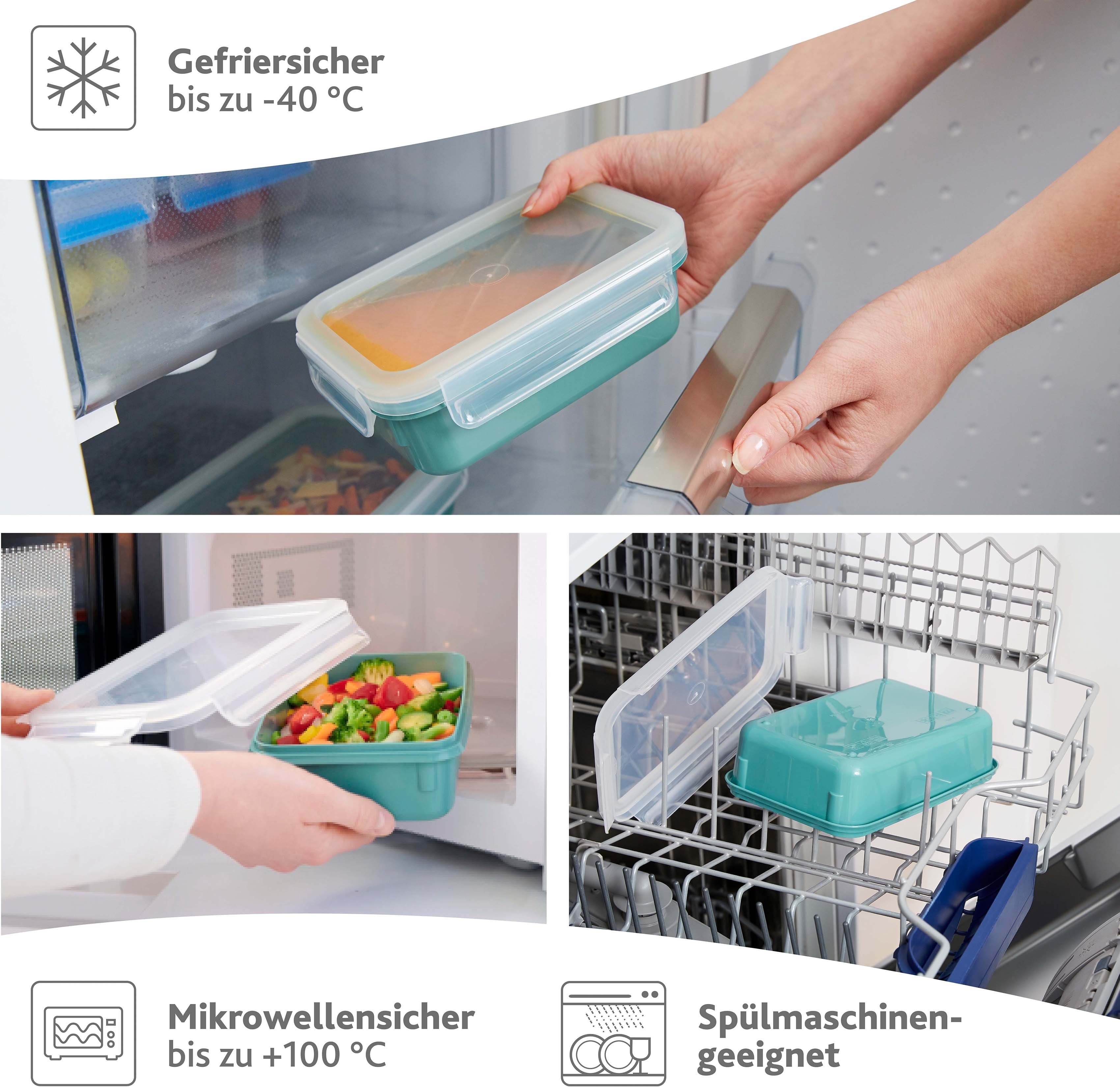 Emsa Frischhaltedose Clip & Close Color Edition, Kunststoff, (Set, 4-tlg), 0,2/0,55/0,8/2,2L, Kunststoff, auslaufsicher, hygienisch, innovativ