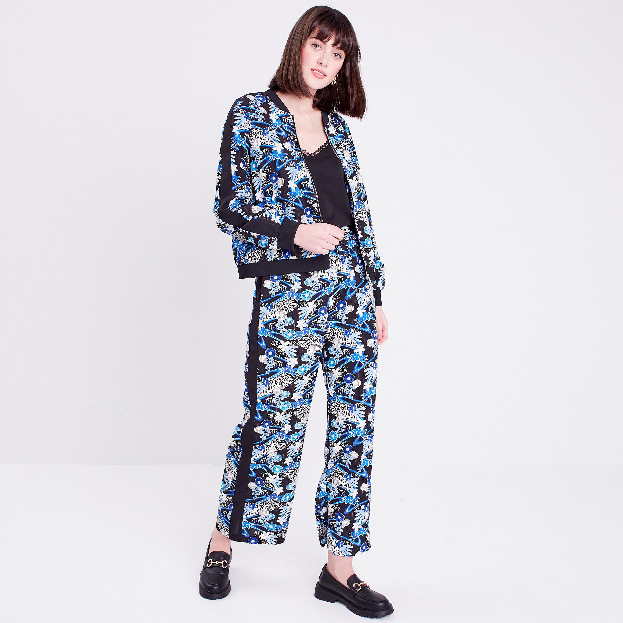 Veste teddy droite zippée noir femme | Cache Cache
