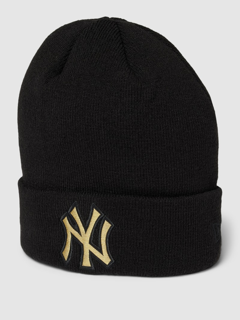 Beanie mit Label-Stitching Modell 'BADGE' in schwarz