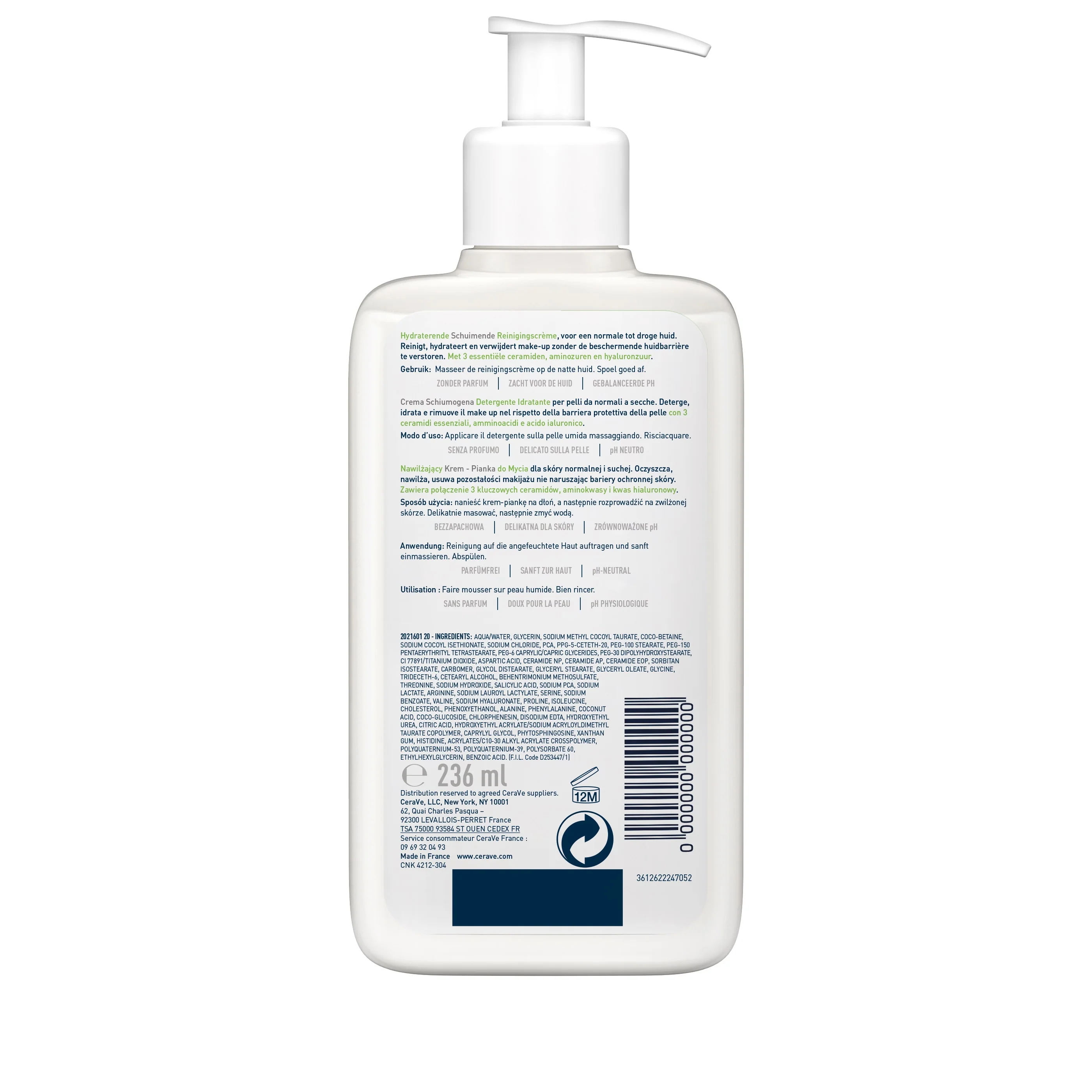 Reinigingsproducten Hydraterende Crème-Schuim Reiniger - Gezichtsreinigingsgel, Bad en Douche