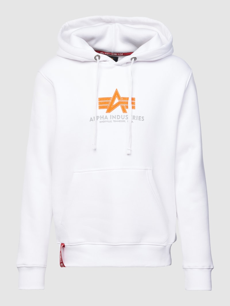Hoodie mit Label-Print in weiß