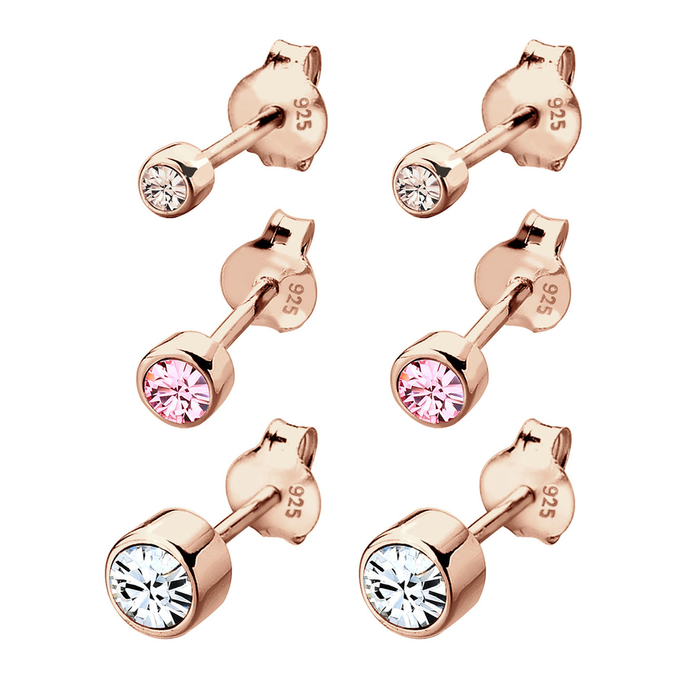 Elli Elli Boucles d'Oreilles Clous d'oreilles pour Femmes Basique Set de 3 avec crista Boucles d'oreilles