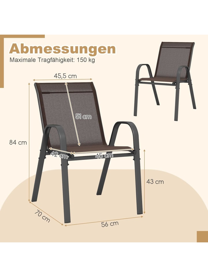 COSTWAY 4er Set Gartenstühle 56x70x84cm in Braun günstig kaufen onesize