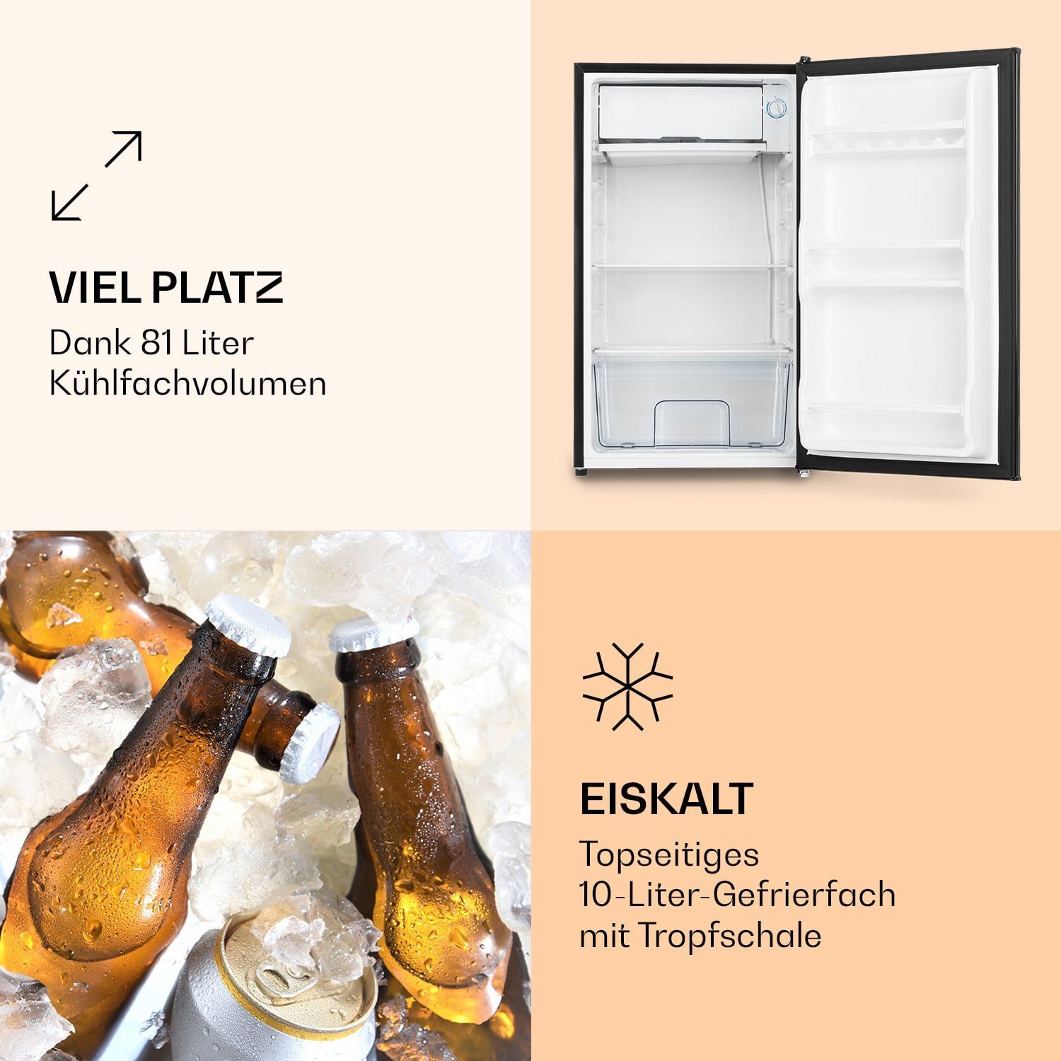 Klarstein Table Top Kühlschrank CO2-Spitzbergen-Uni 10031180, 82 cm hoch, 47 cm breit
