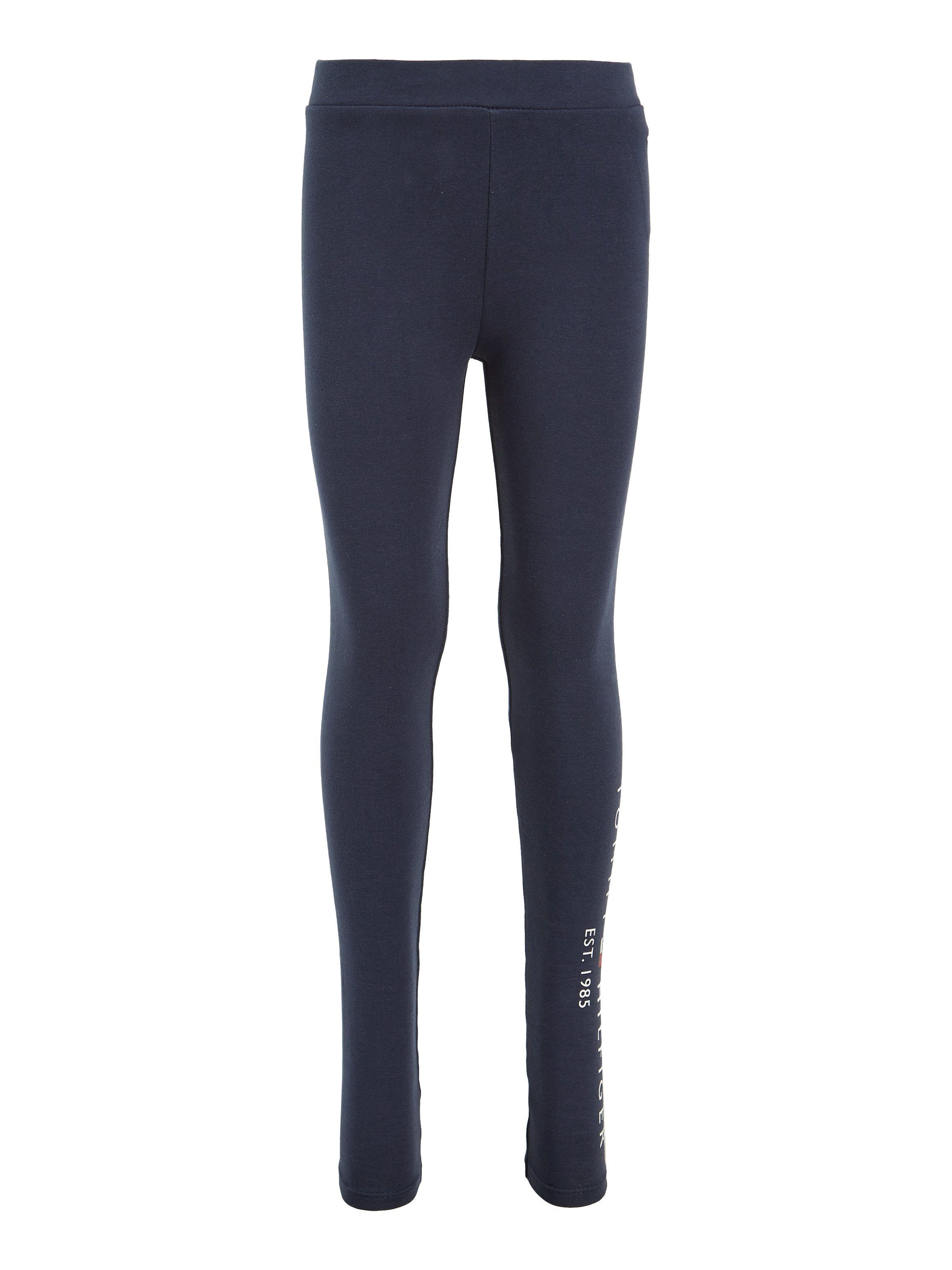 Tommy Hilfiger Leggings ESSENTIAL LEGGING mit Tommy Hiflger Logo-Schriftzug auf dem linken Bein