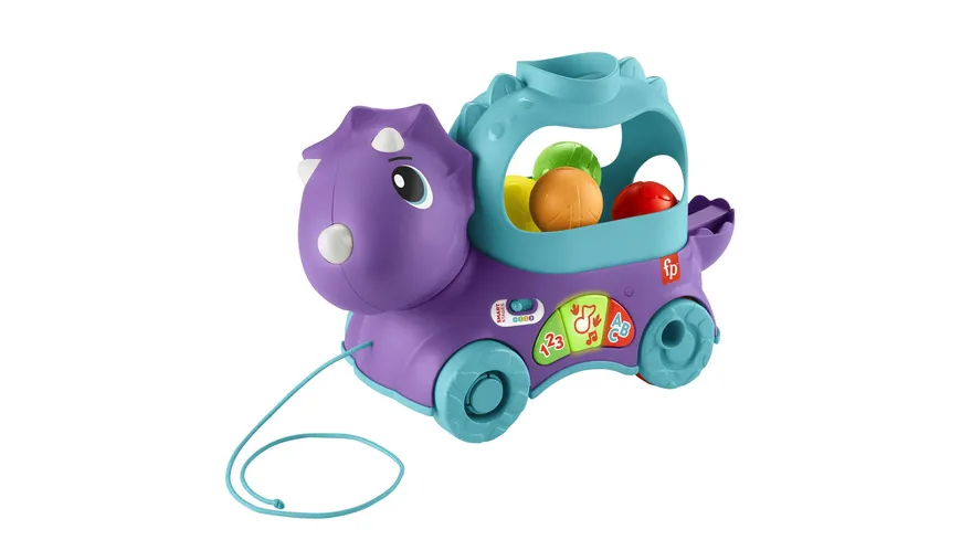 Fisher-Price Bällespaß Nachzieh-Dino, Dinosaurier Motorik-Spielzeug