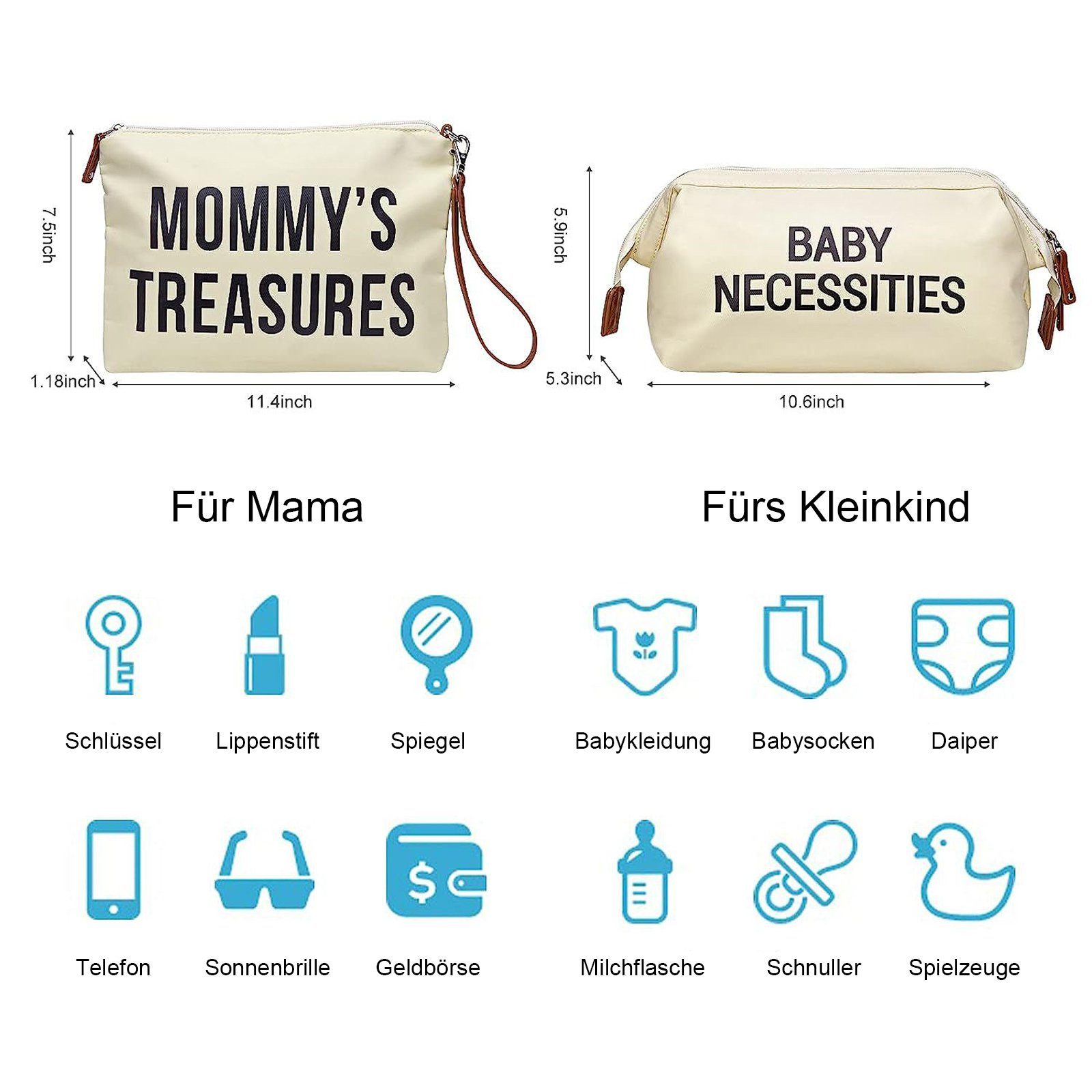 WISHDOR Wickeltasche Krankenhaus Mama Tasche Krankenhaustaschen Mommy Bag Wickelunterlage (Mit 2 Tasche, Baby-Wickeltasche, mit Griff), Multifunktional Reisetasche für Mama Papa und Jungen Mädchen