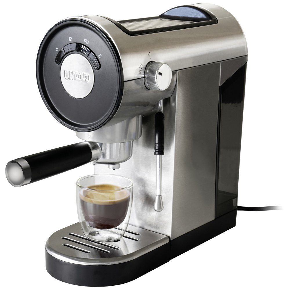 Unold Espressomaschine Unold Piccopresso Espressomaschine mit Siebträger Edelstahl, Schwarz 1