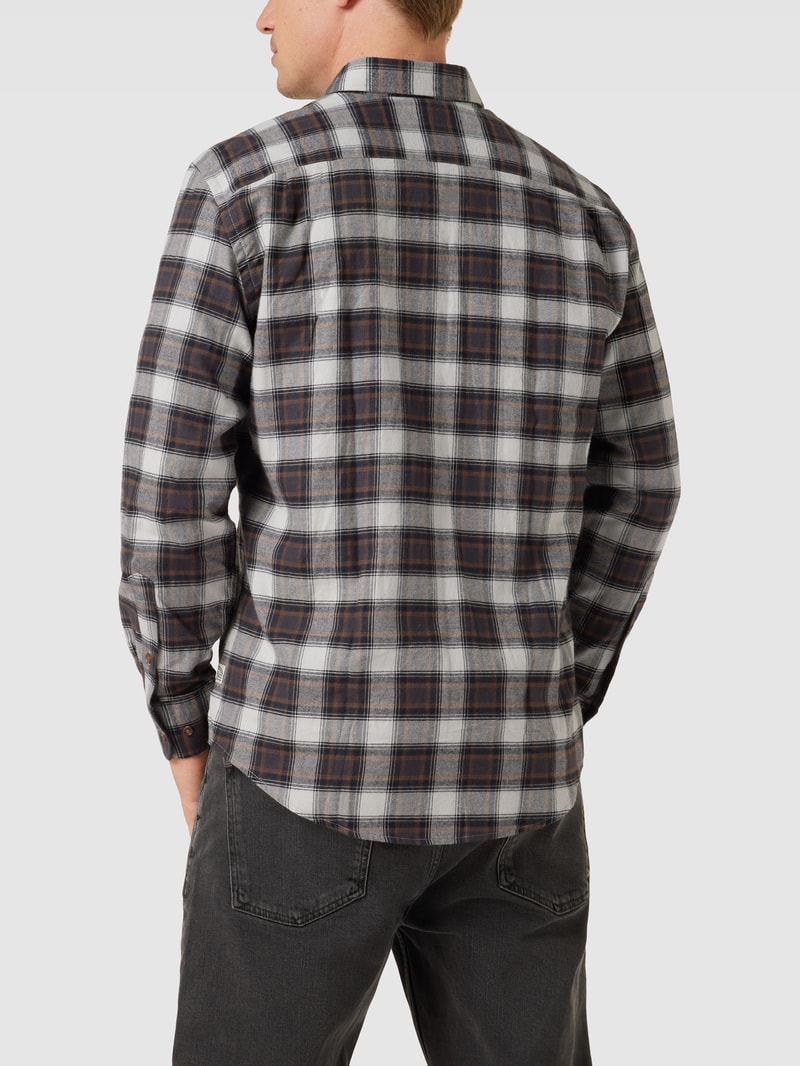 Regular Fit Freizeithemd mit Tartan-Karo in schwarz