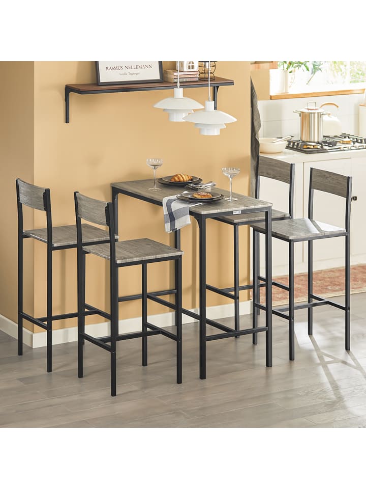 SoBuy Bartisch in Natur und Schwarz - Tisch(B)100 x (H)87 x (T)45cm/Hocker(B)39 x (H)95 x (T)41cm günstig kaufen onesize