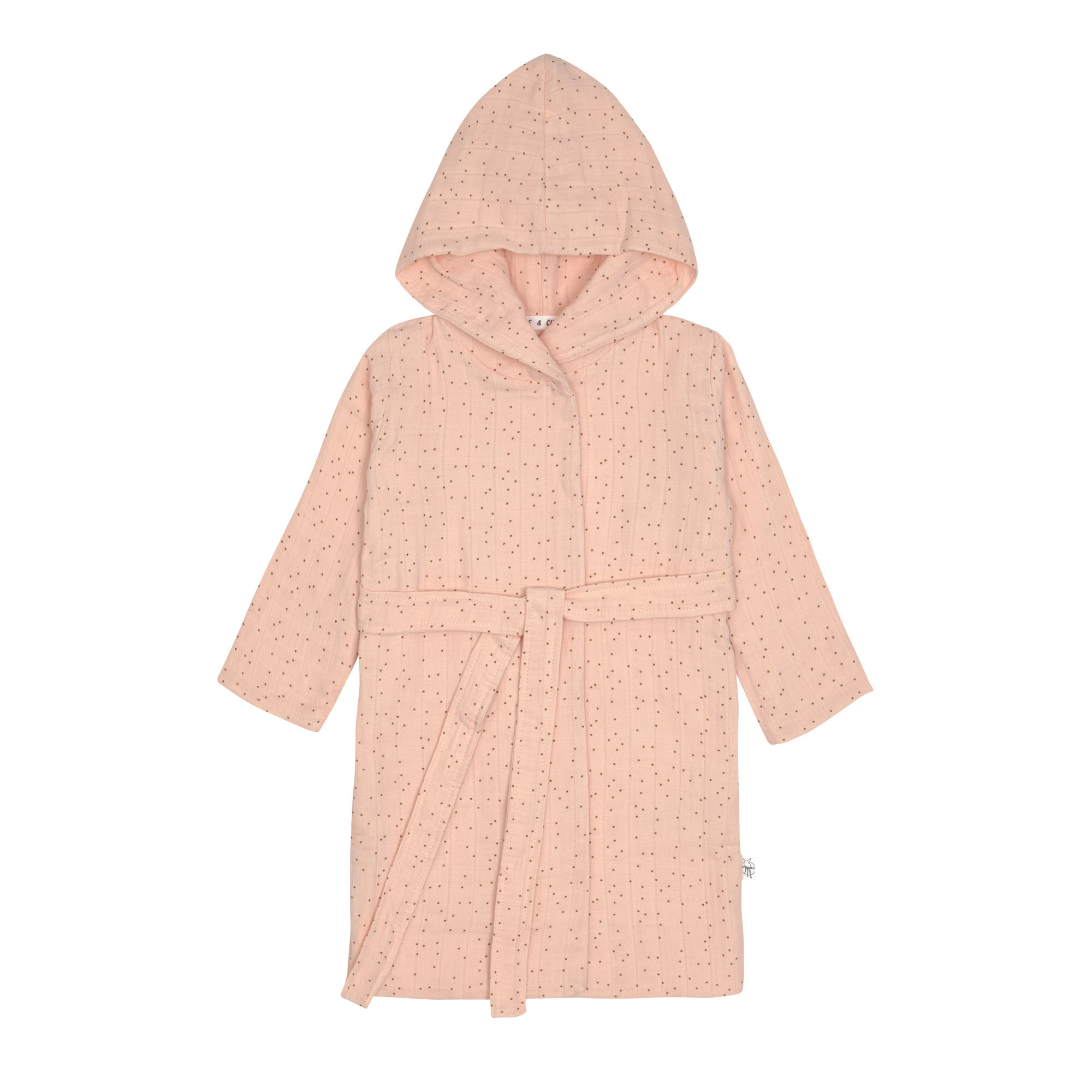 Bademantel Kinder aus Musselin - Punkte, Rosa