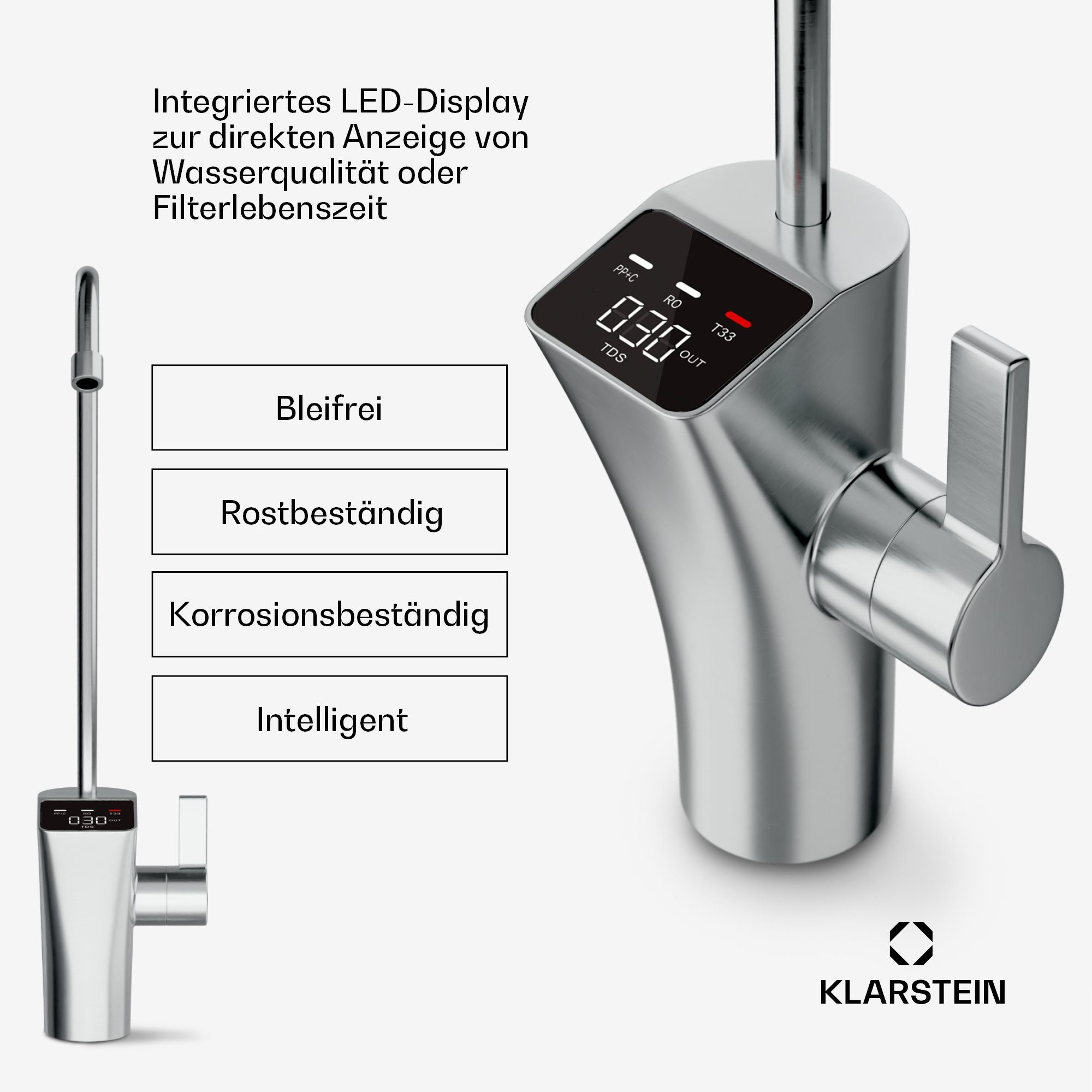 Klarstein Wasserfilter PureFina 600 Wasserfiltersystem, Zubehör für PureFina 600, RO-Filter Wasserfilter maschine Wasserhahn Home Office