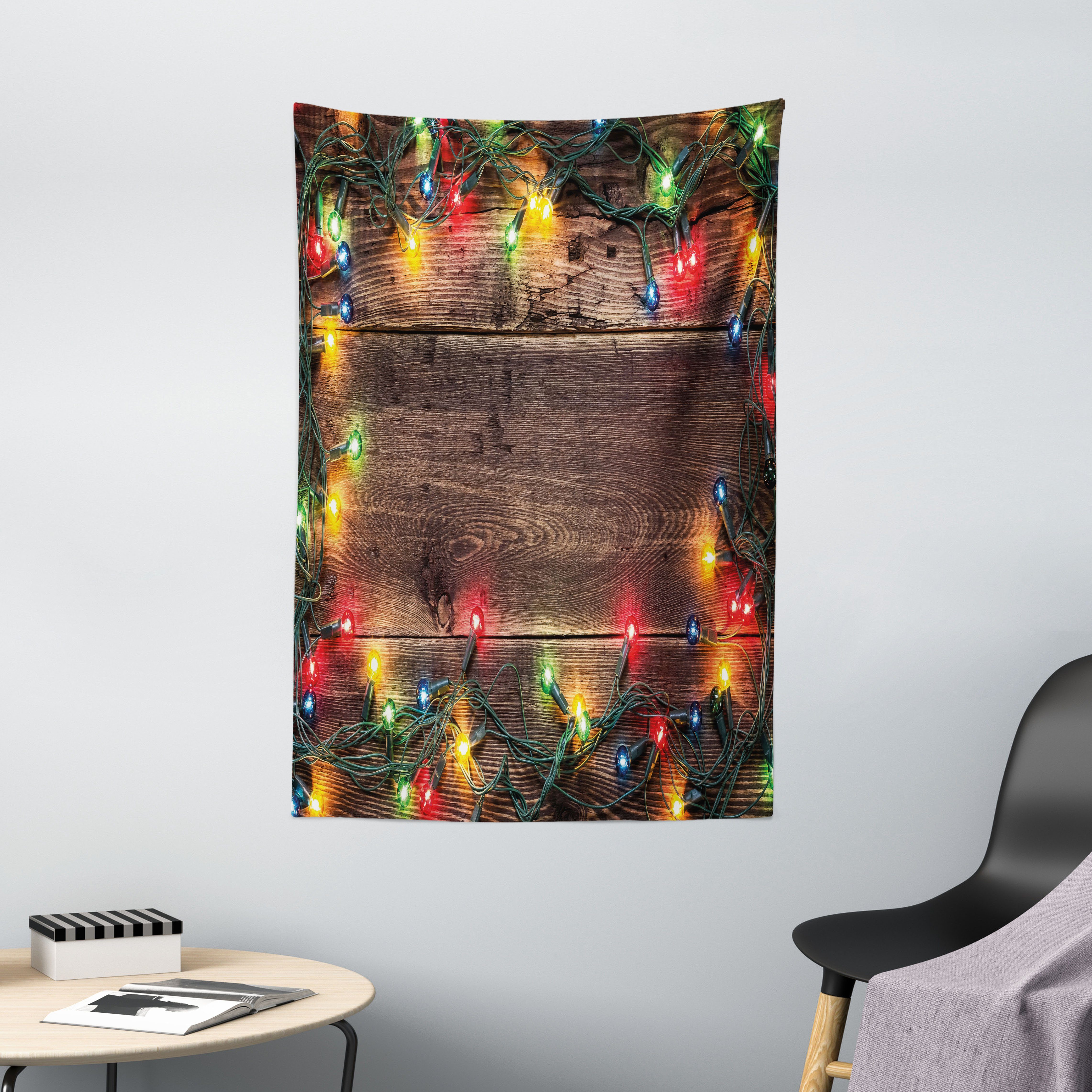 Wandteppich Wohnzimmer Schlafzimmer Wandtuch Seidiges Satin Wandteppich, Abakuhaus, rechteckig, Weihnachten Landschaft