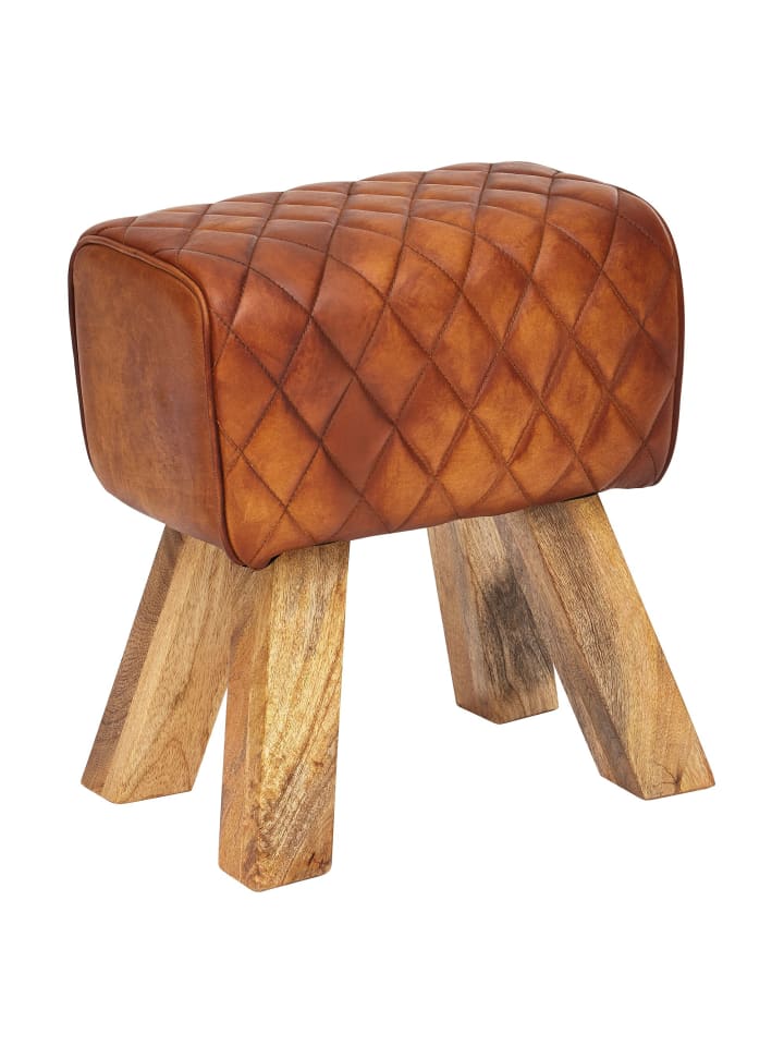 KADIMA DESIGN Sitzhocker Echtleder / Massivholz 40x48x27 cm Modern Fußhocker, günstig kaufen onesize